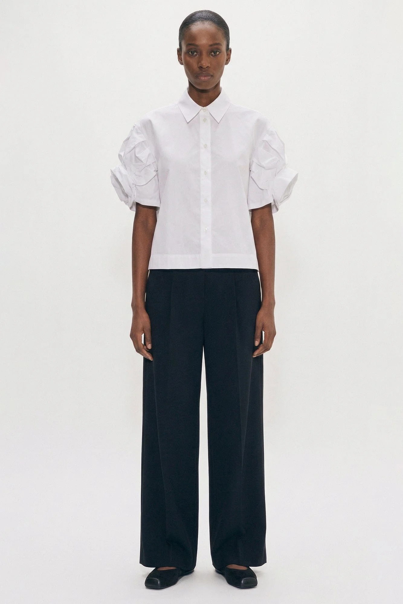 Simone Rocha Cropped Rose Puffy Sleeve Shirt SS26 - Image 4