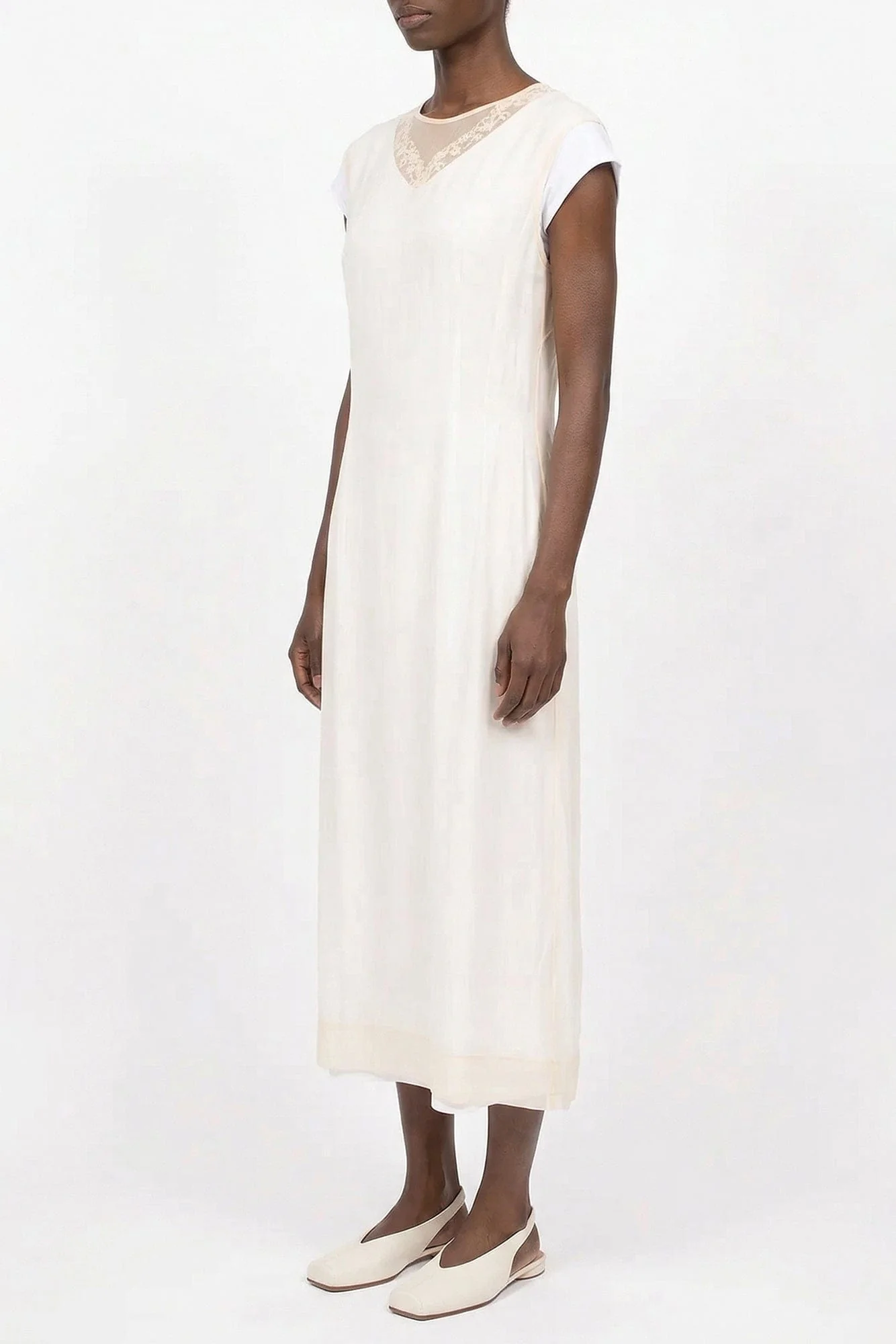 Simone Rocha Layered Liquid Cap Sleeve Lace Trim Dress SS26 - Image 2