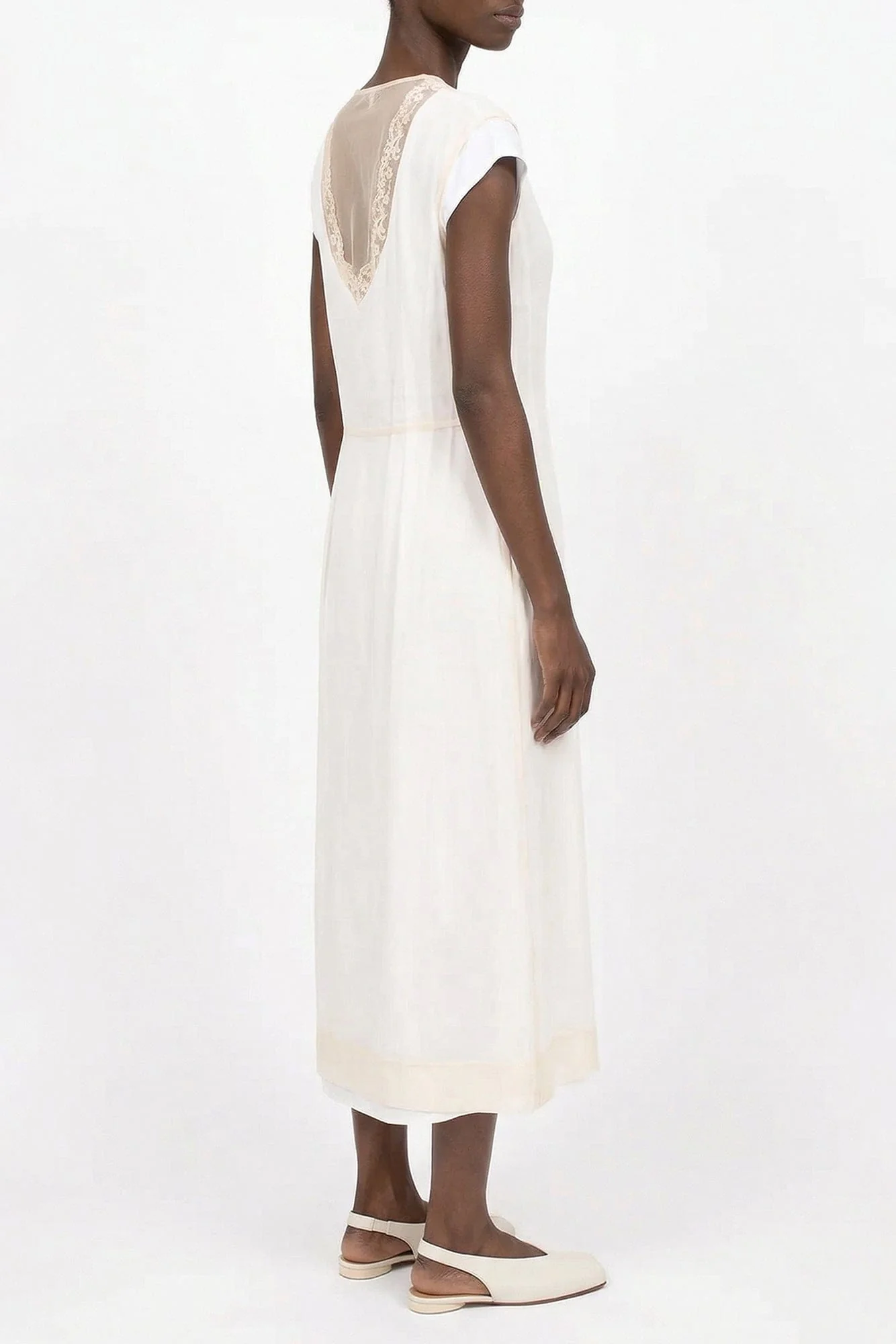 Simone Rocha Layered Liquid Cap Sleeve Lace Trim Dress SS26 - Image 3