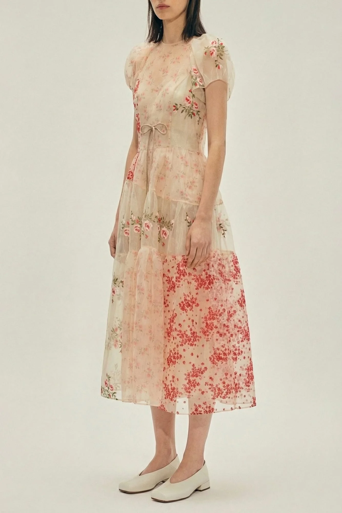 Simone Rocha Sheer Puff Sleeve Pattern Dress SS26 - Image 2