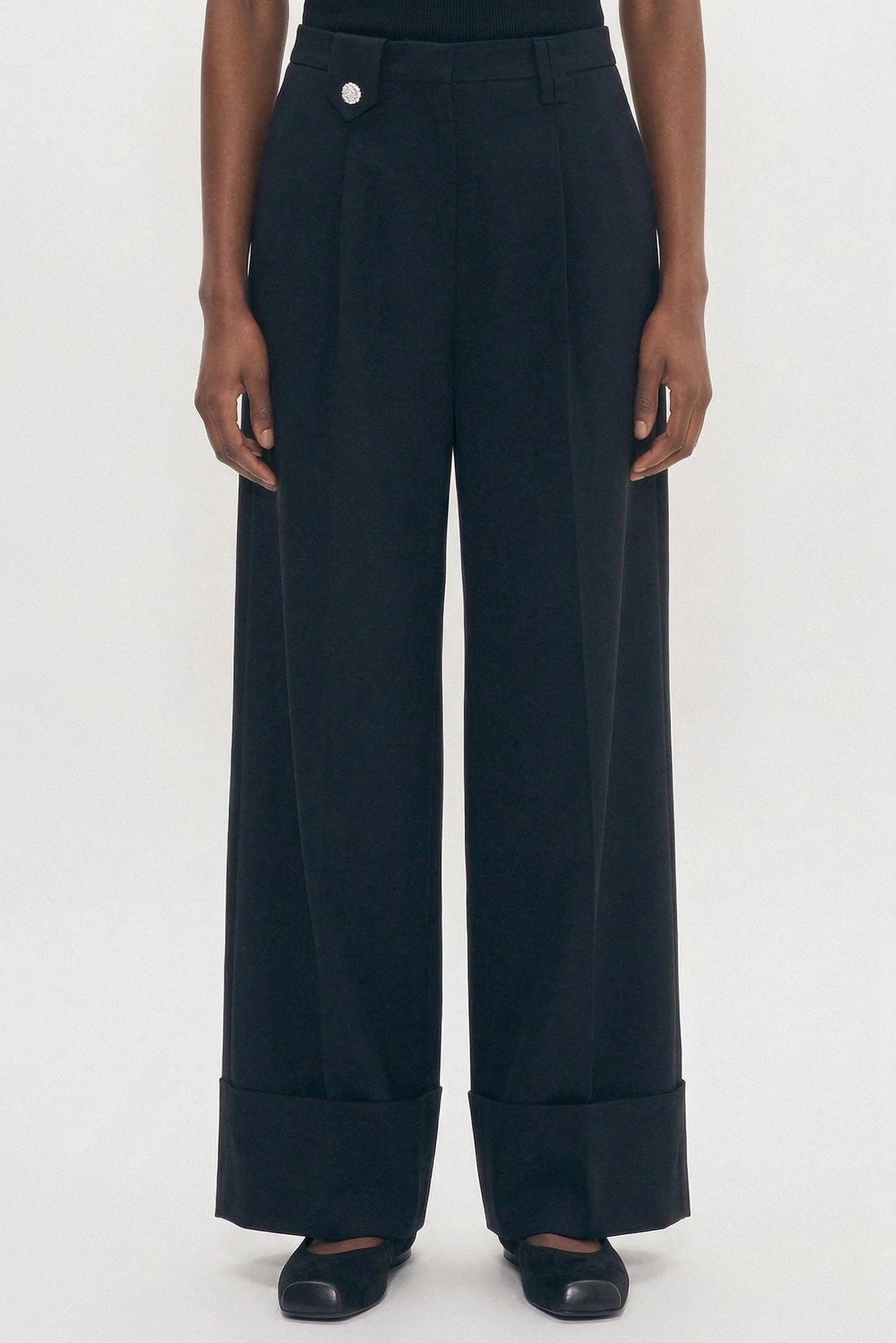 Simone Rocha Wide Leg Belt Loop Tab Trousers with Daisy SS26