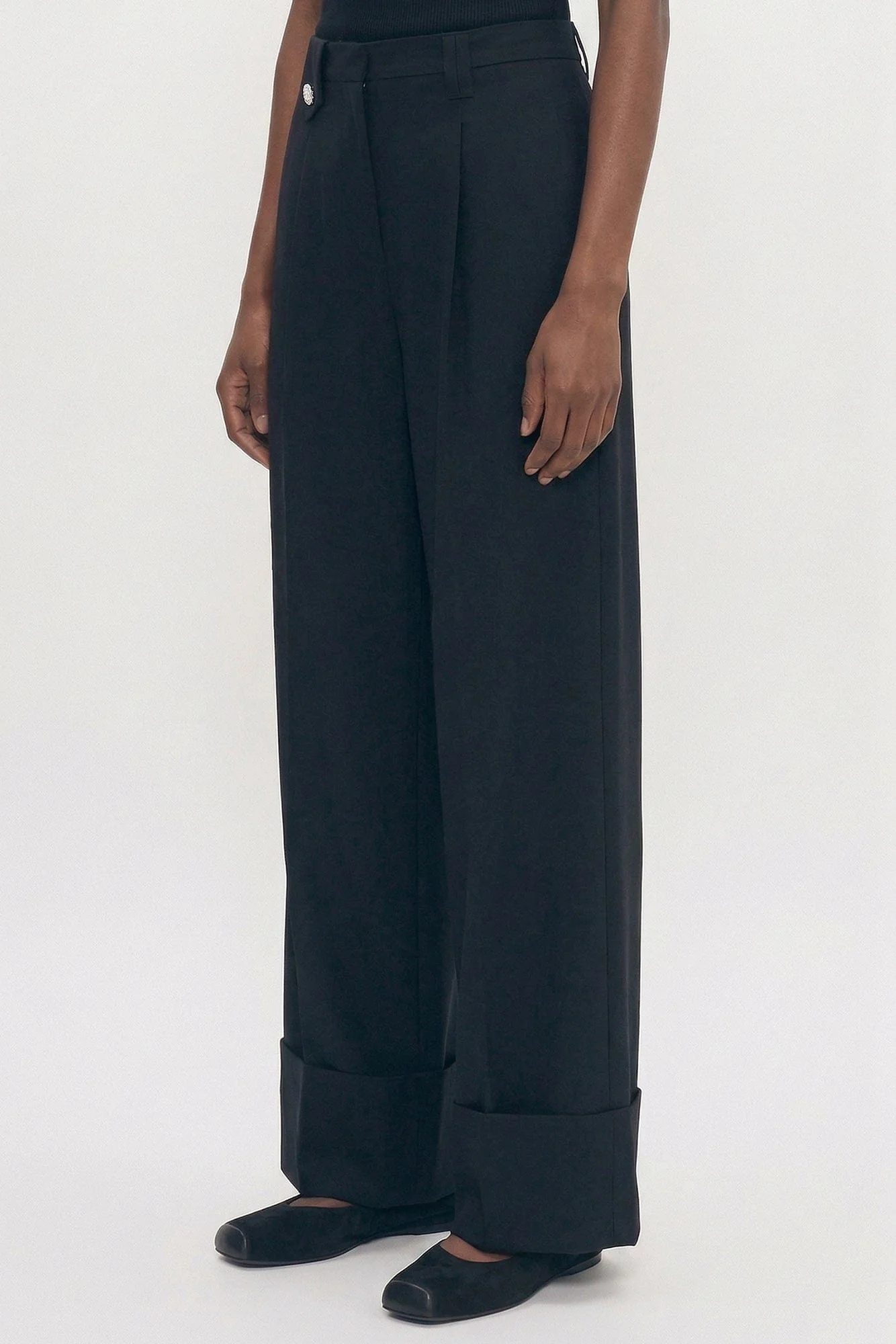 Simone Rocha Wide Leg Belt Loop Tab Trousers with Daisy SS26 - Image 2