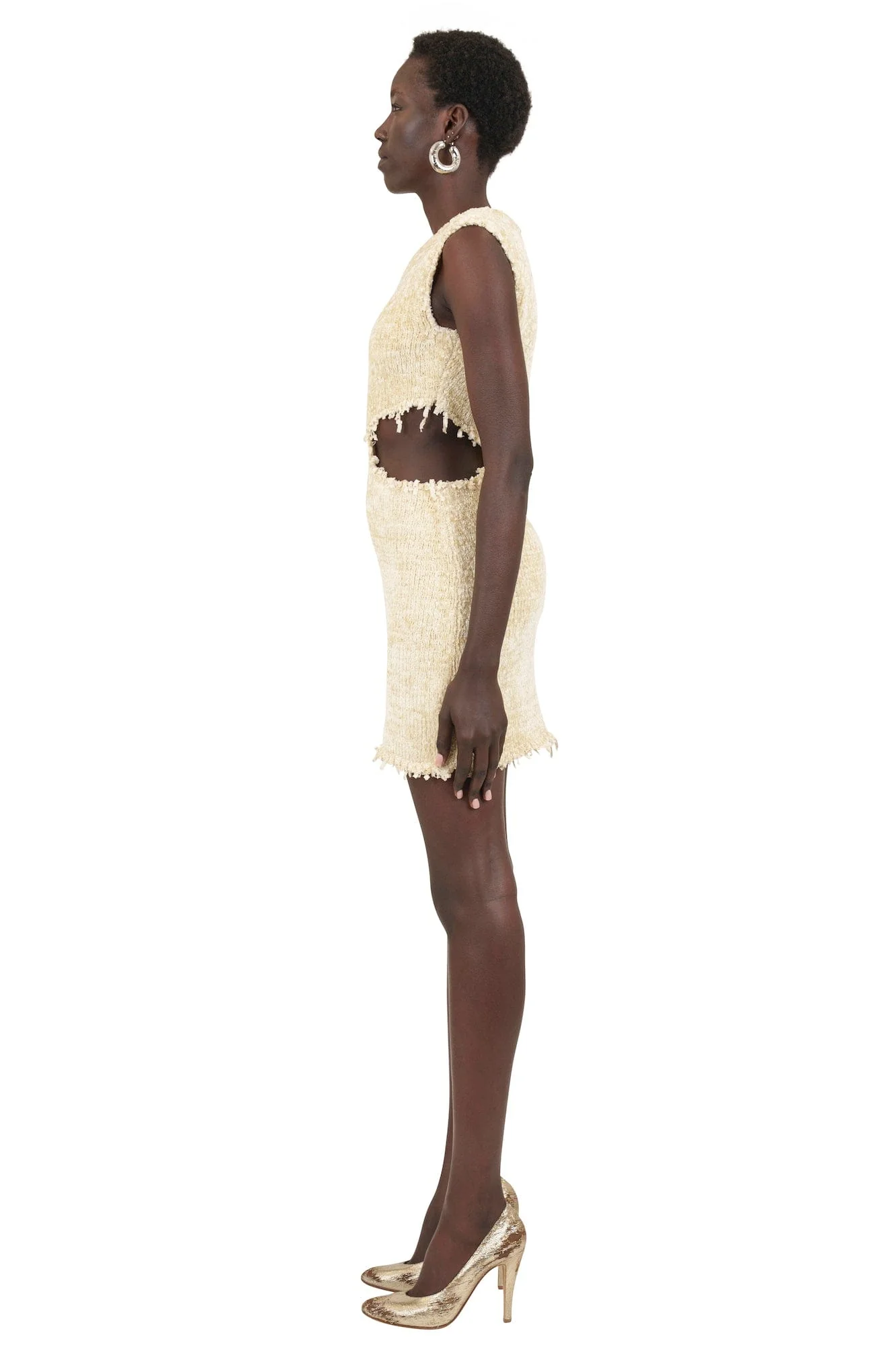 Jil Sander Cutout Chenille Dress in Dune - Image 4