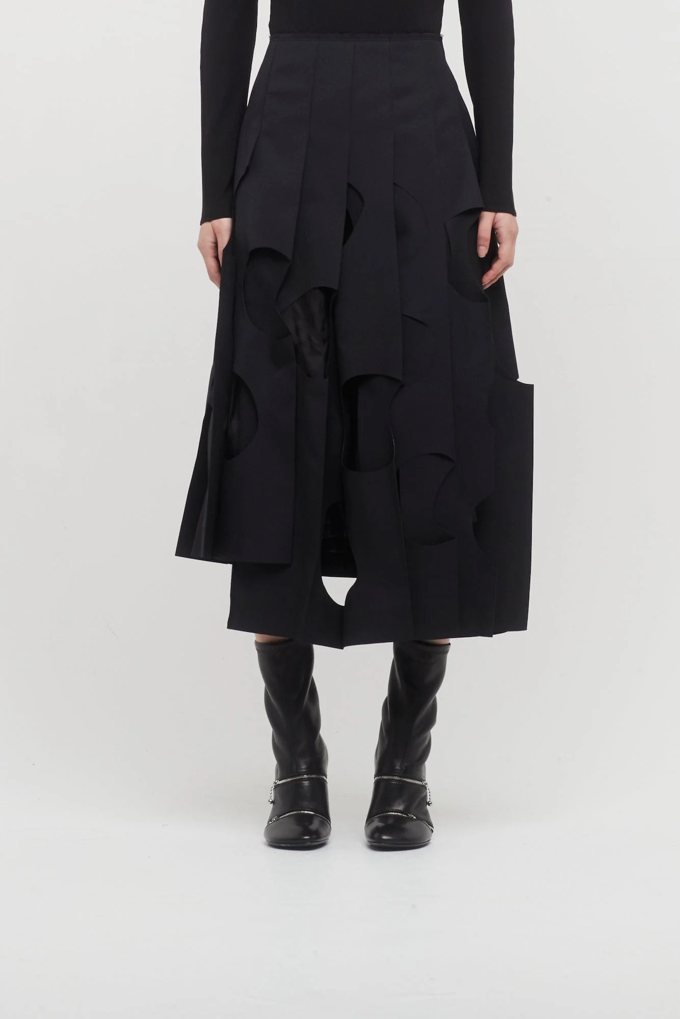 Comme Des Garçons Asymmetric Flat Pleat Skirt