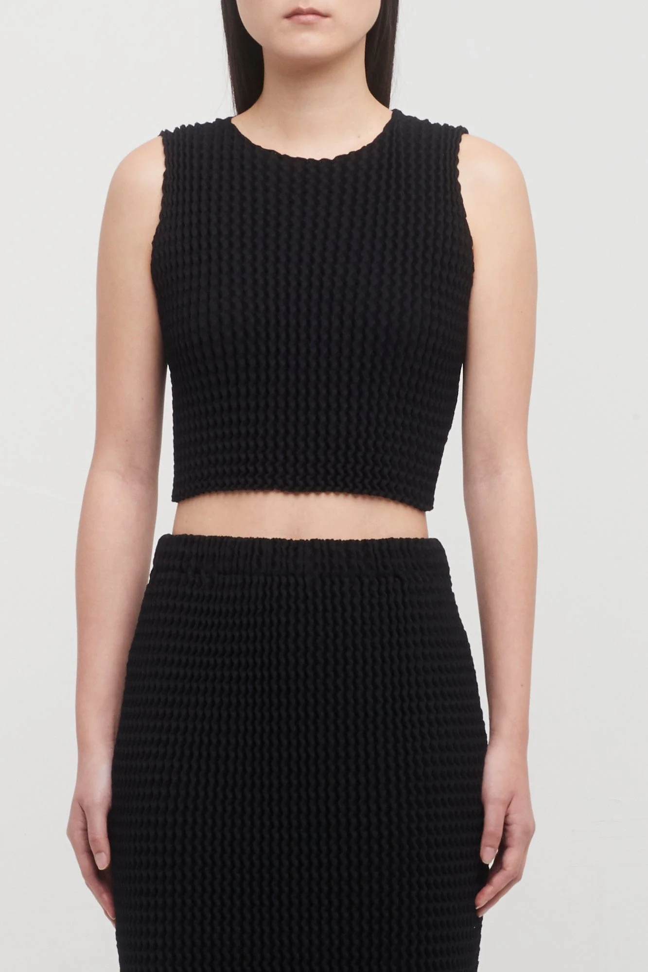 Issey Miyake Spongy Cropped Tank in Black