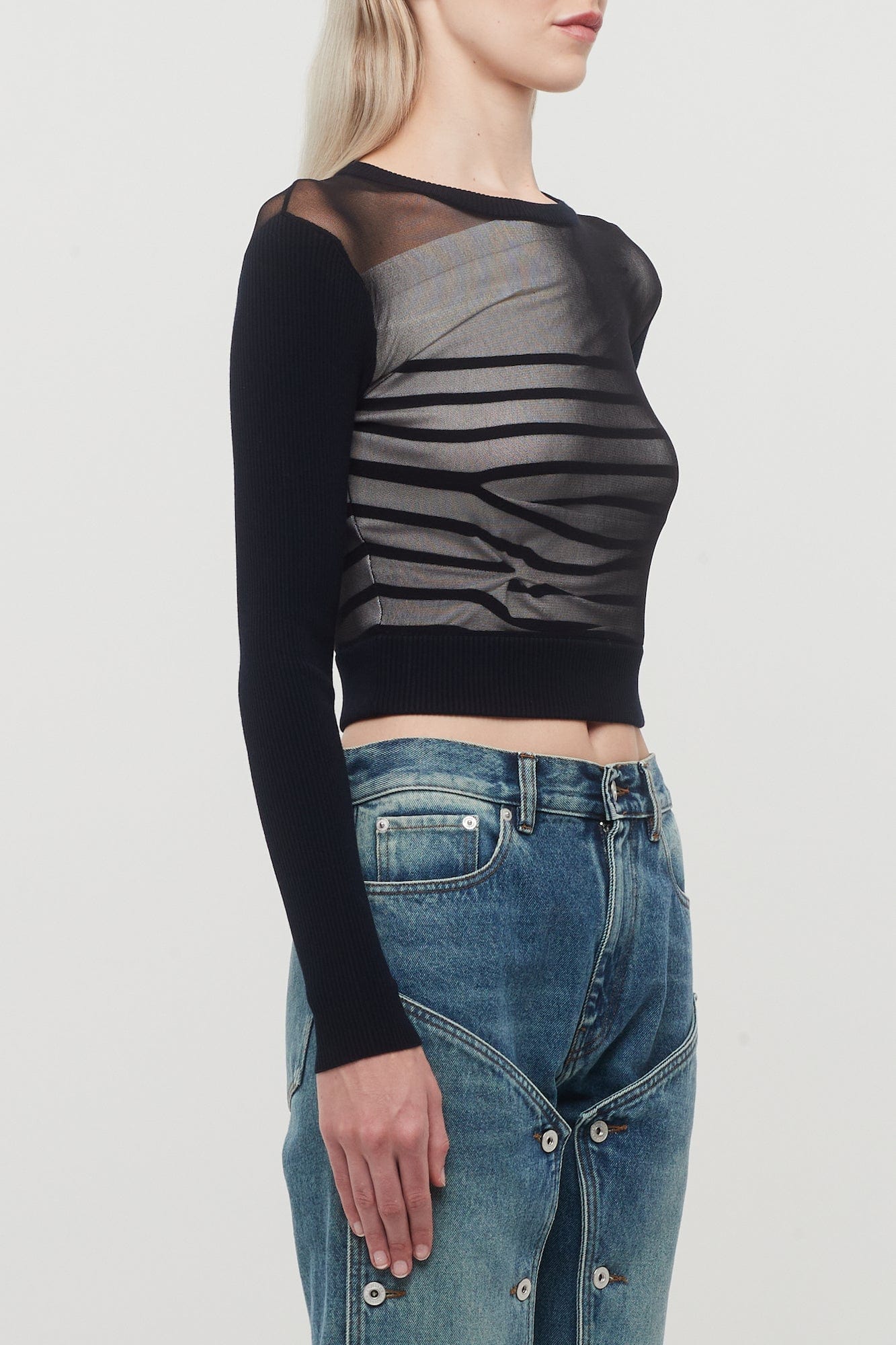 Jean Paul Gaultier Boat Neck Fitted Sweater Contrasted Mariniere - Image 2