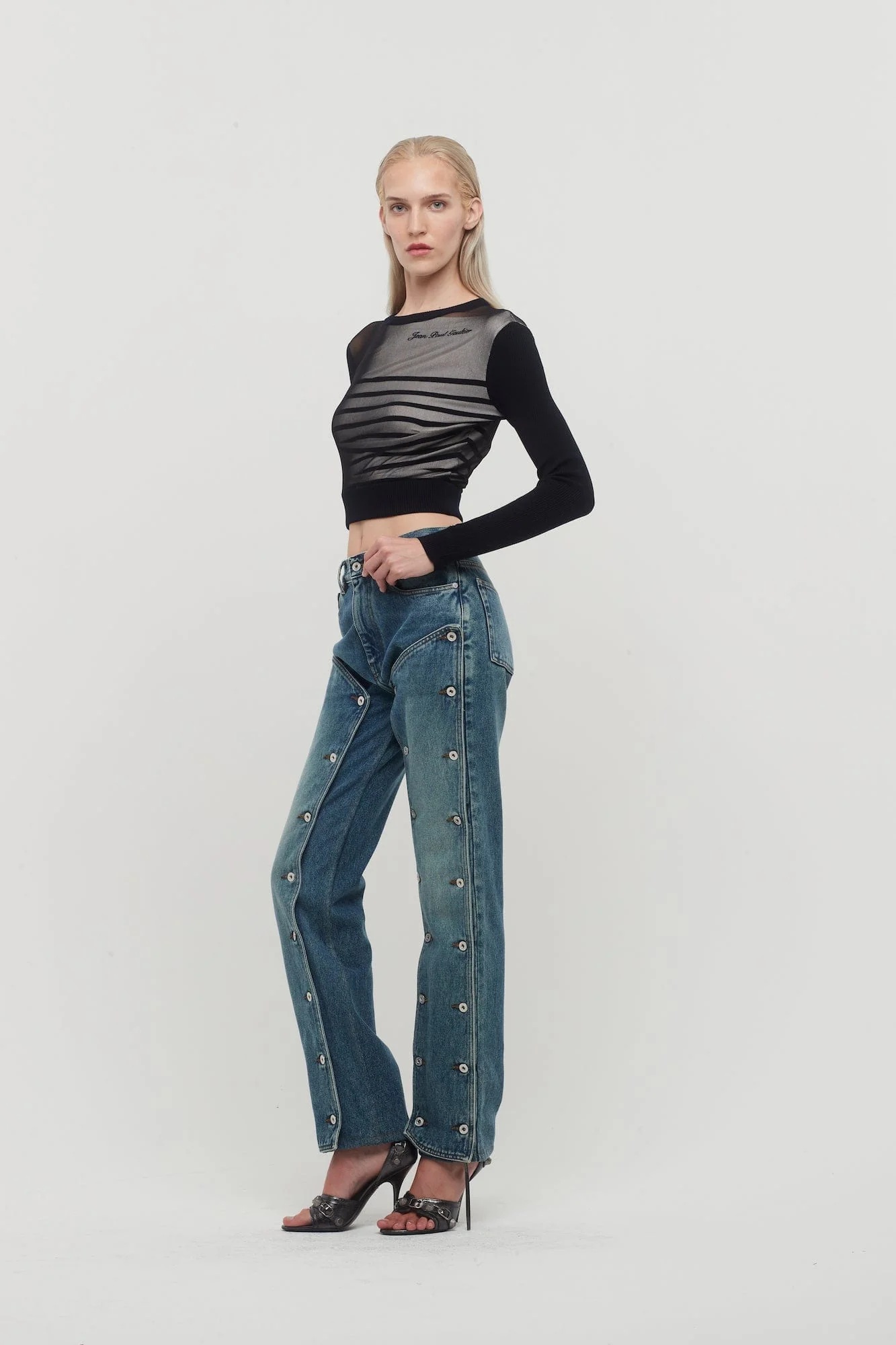 Jean Paul Gaultier Boat Neck Fitted Sweater Contrasted Mariniere - Image 4