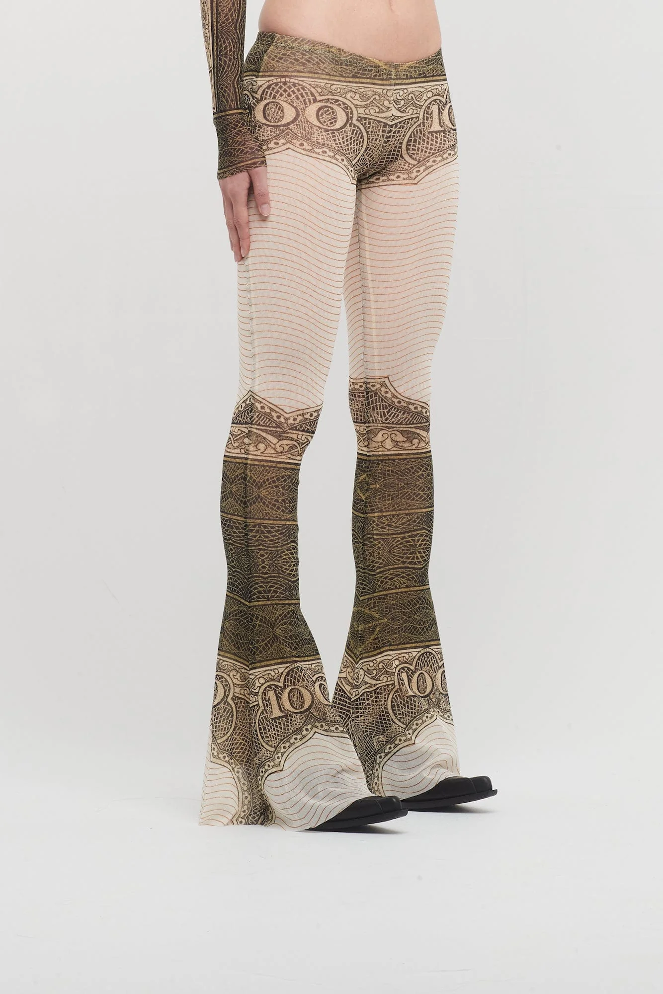 Jean Paul Gaultier Mesh Flare Cartouche Printed Pants - Image 2