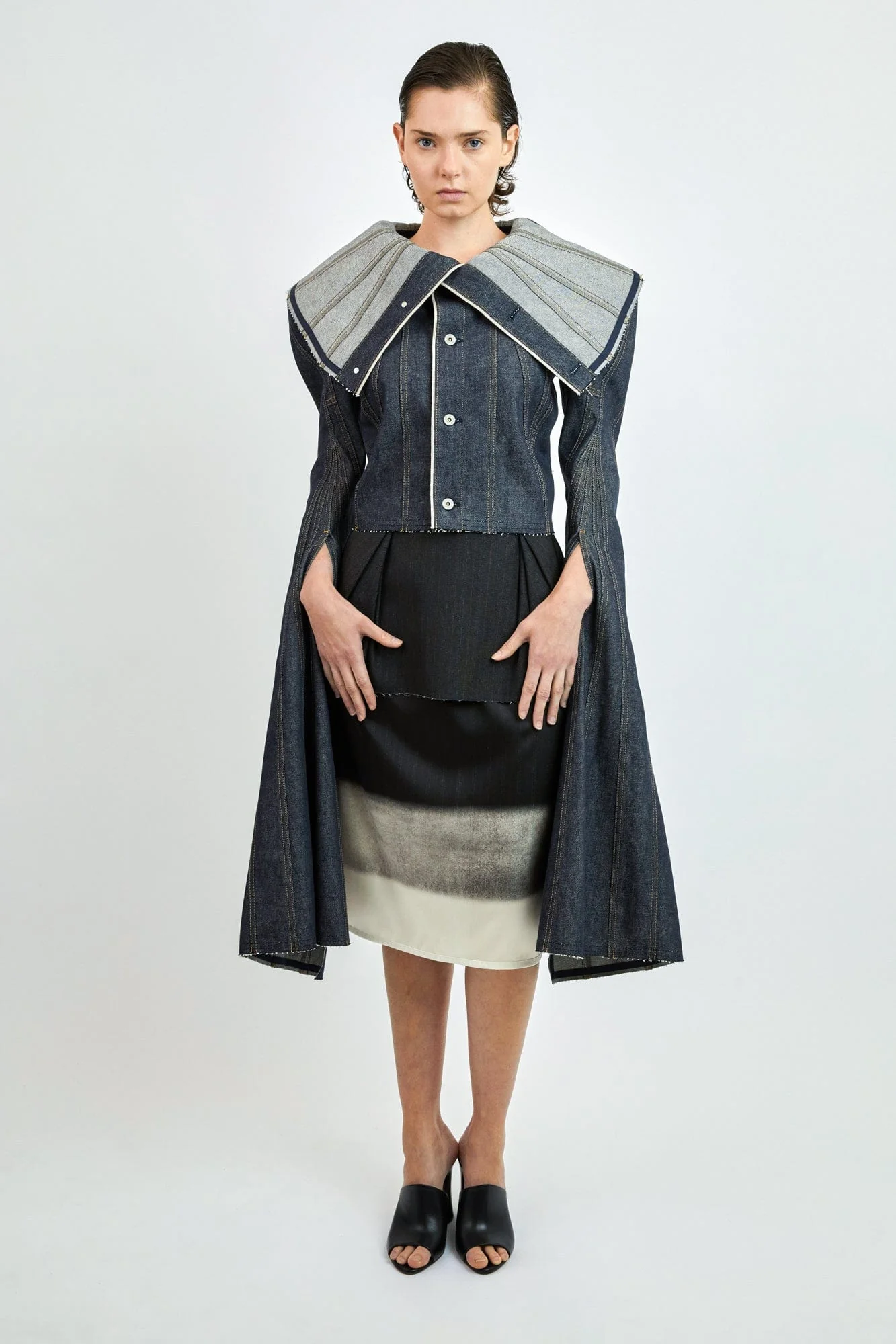Junya Watanabe Reconstructed Denim Flared Sleeve Jacket - Image 4