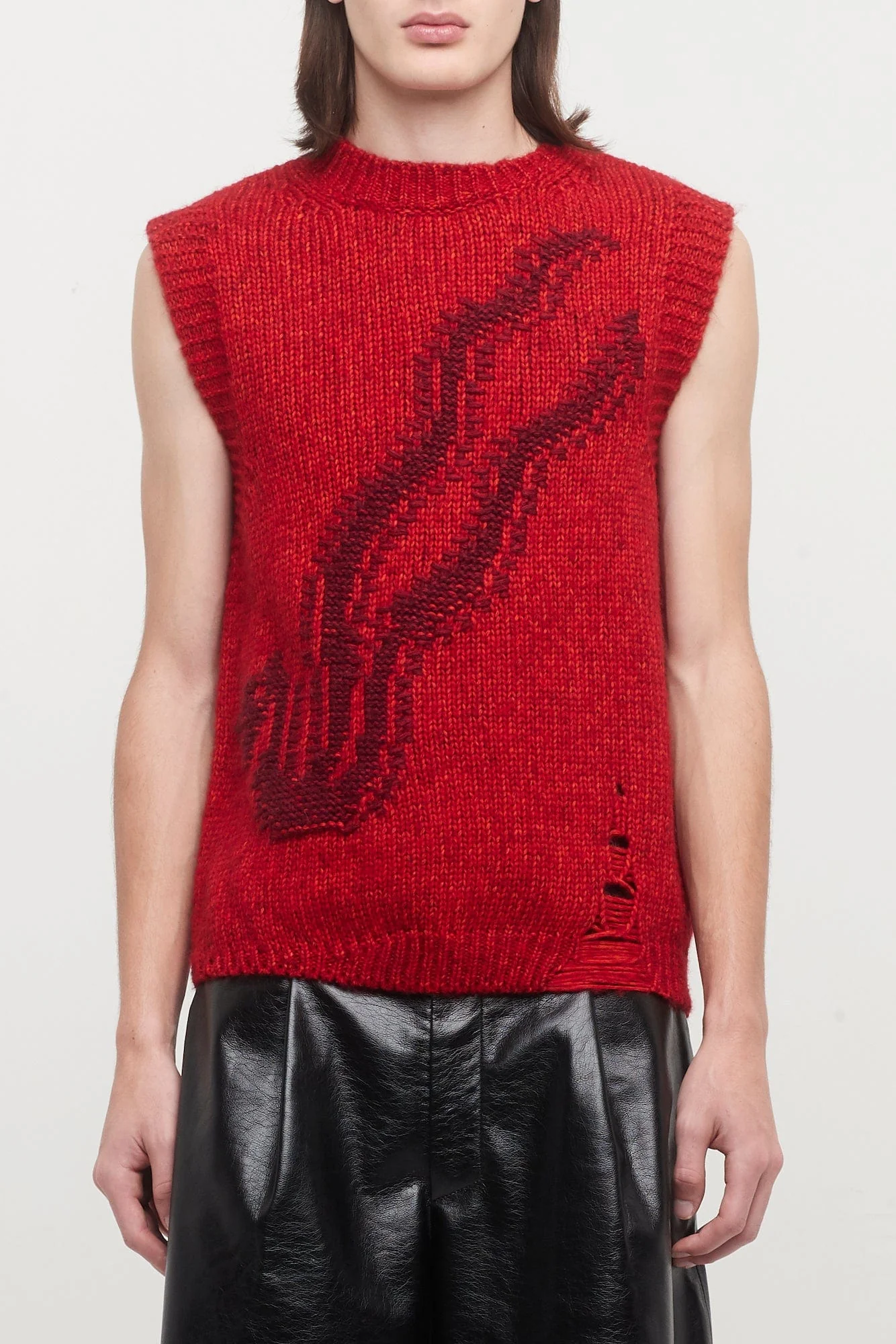 Lu'u Dan Snake Intarsia Vest in Dark Red