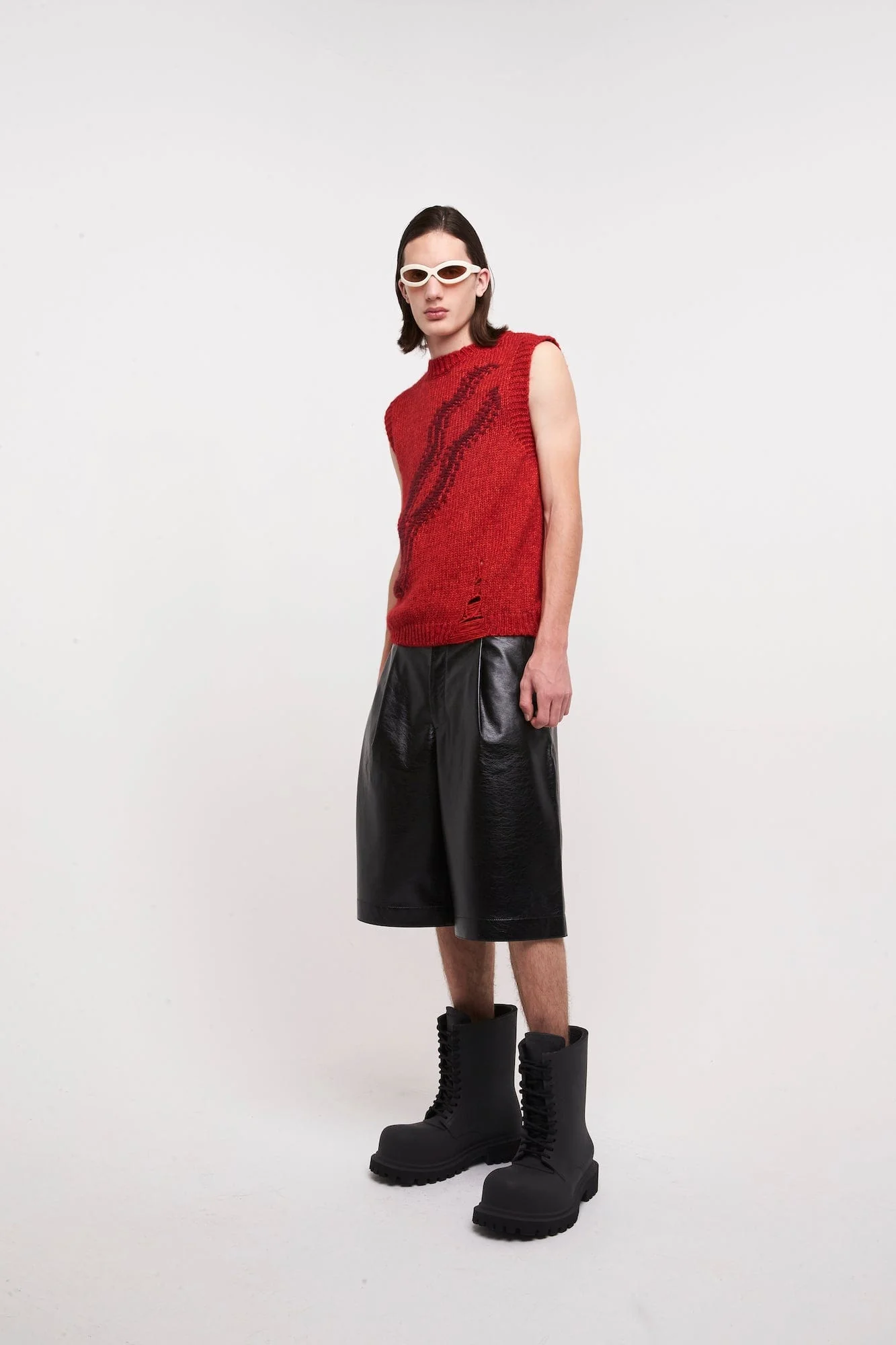 Lu'u Dan Snake Intarsia Vest in Dark Red - Image 4