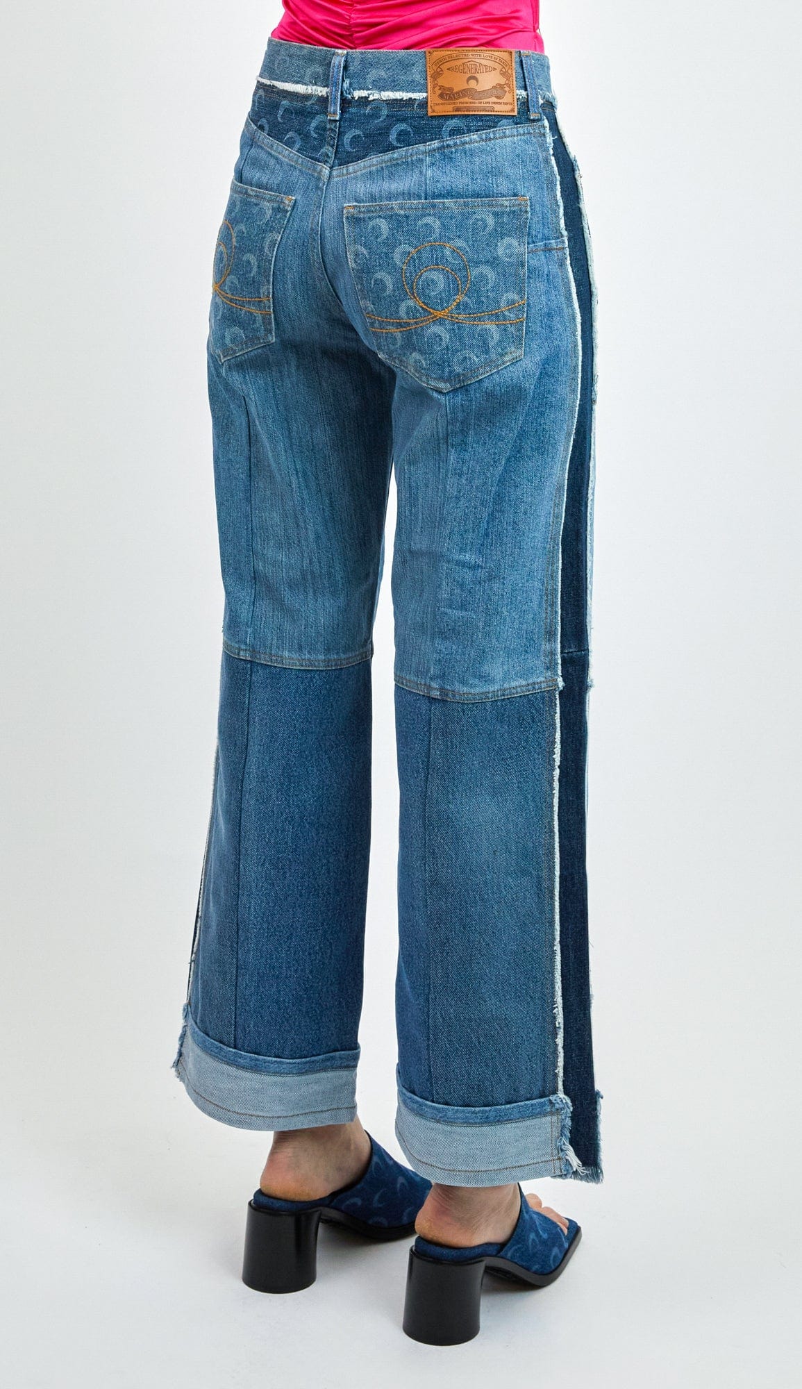 Marine Serre Regenerated Denim Laser Printed Straight Leg Pants - Image 2