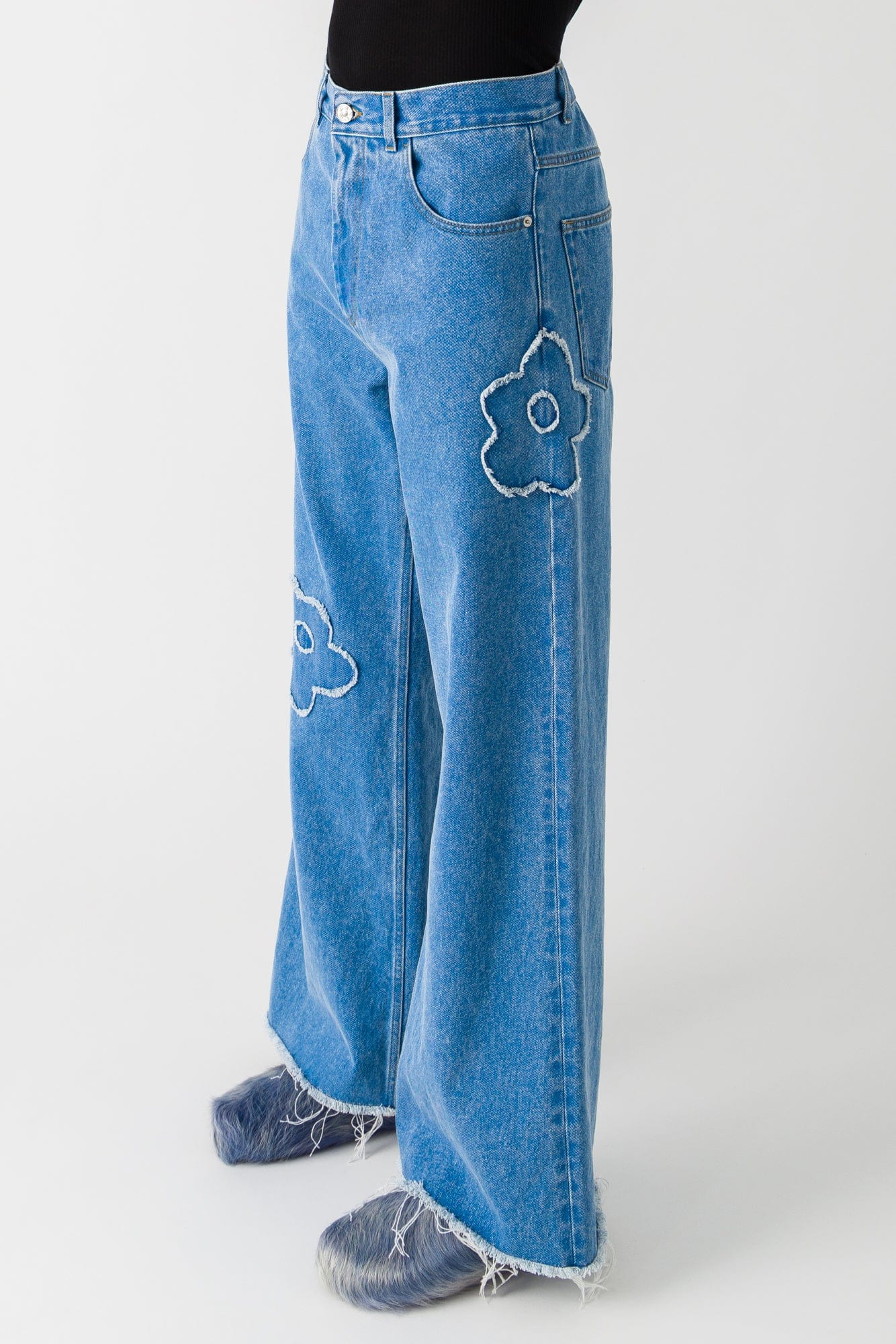 Marni Denim Pants with Distressed Floral Detail - Image 2