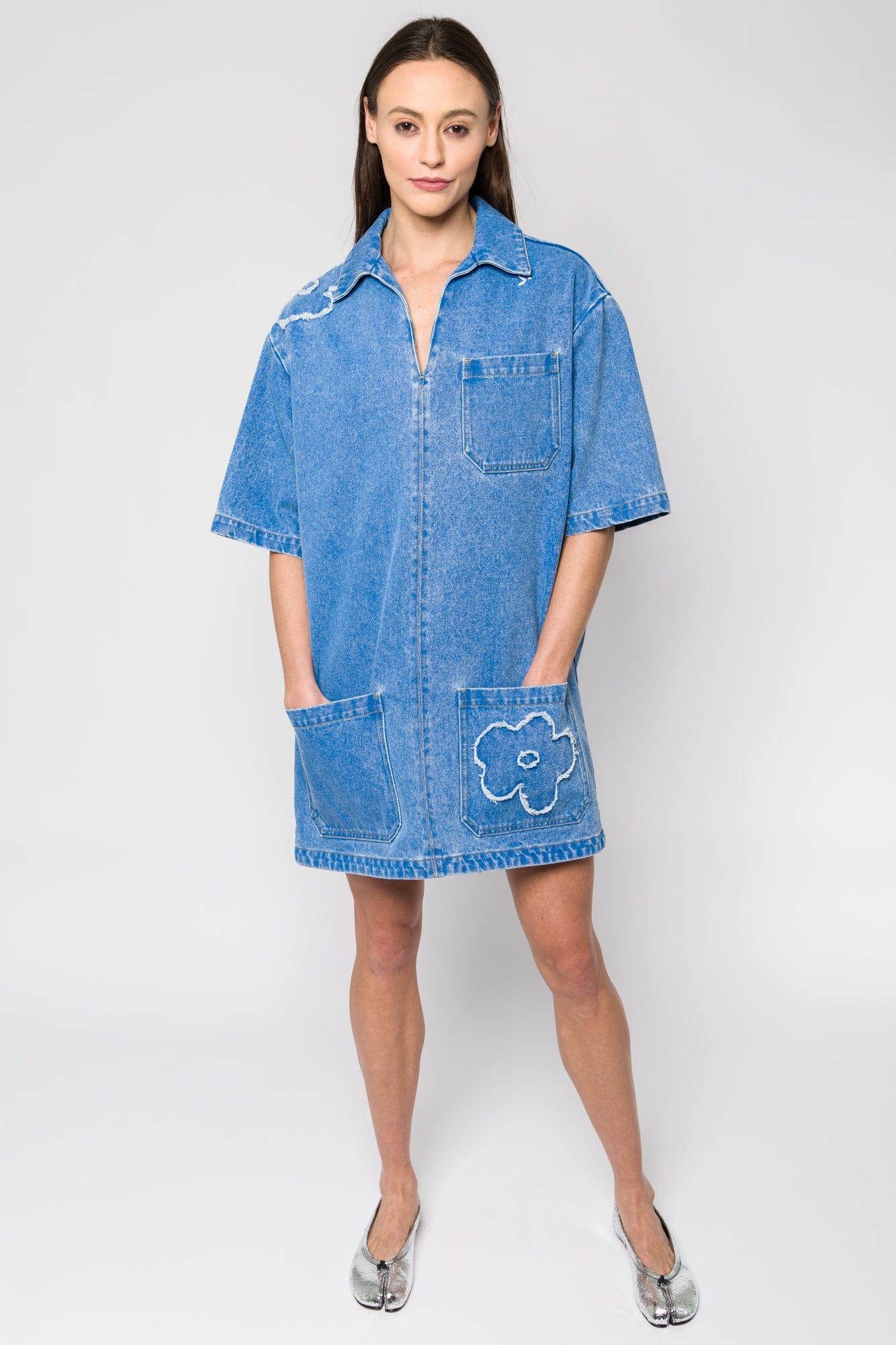 Marni Floral Denim Shirt Dress - Image 4