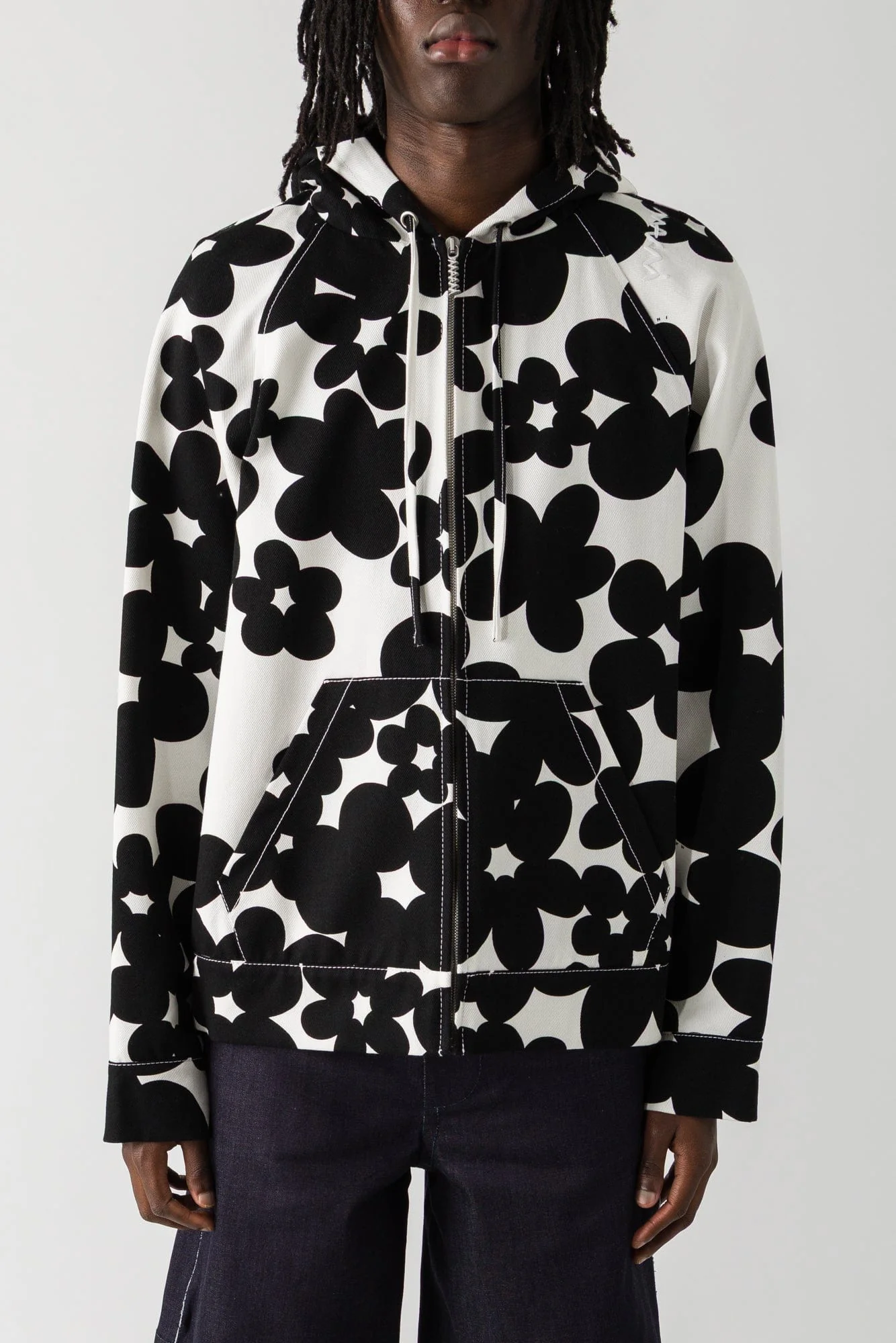 Marni Mens Black Floral Zip Up