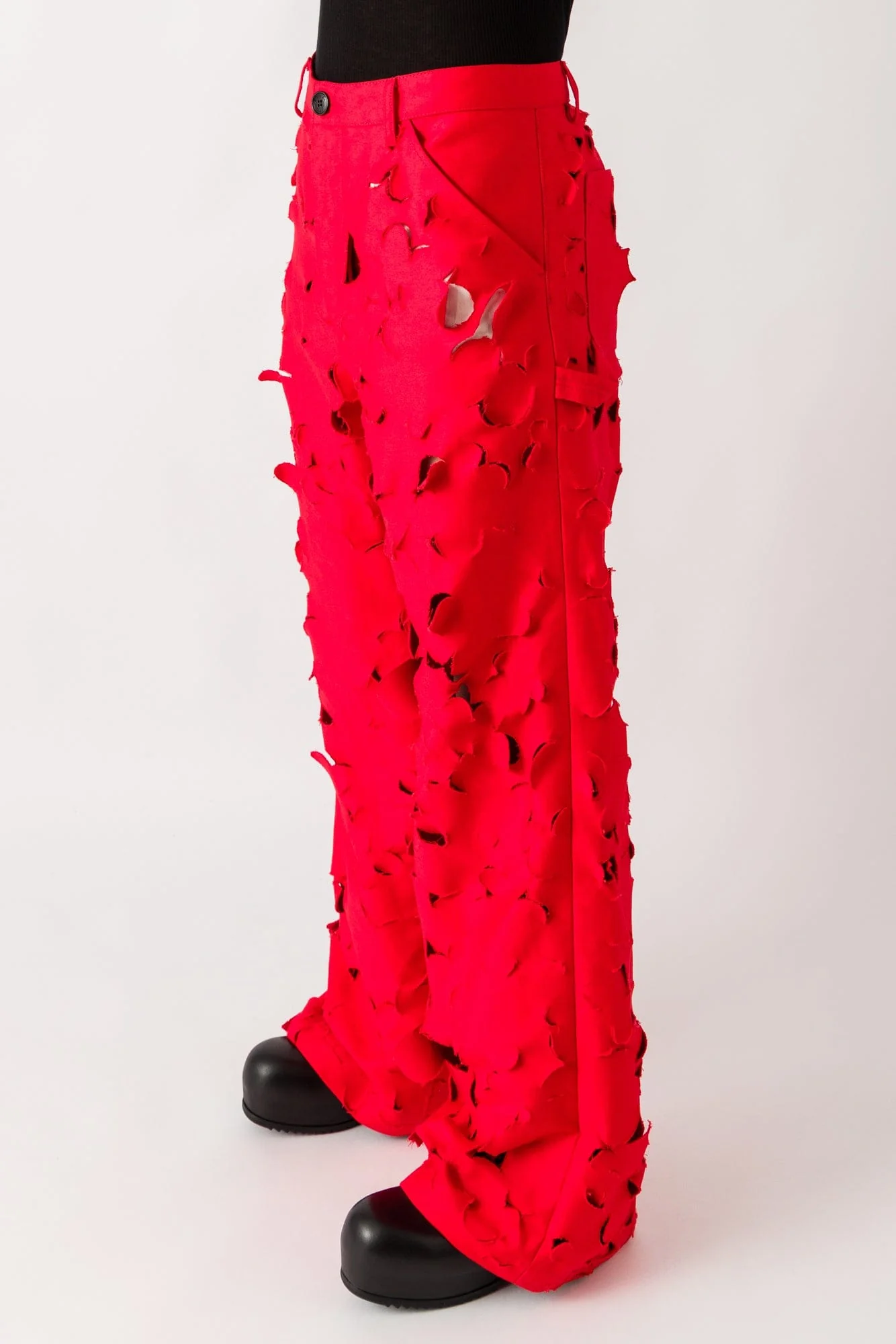 Marni Mens Distressed Red Pants - Image 2
