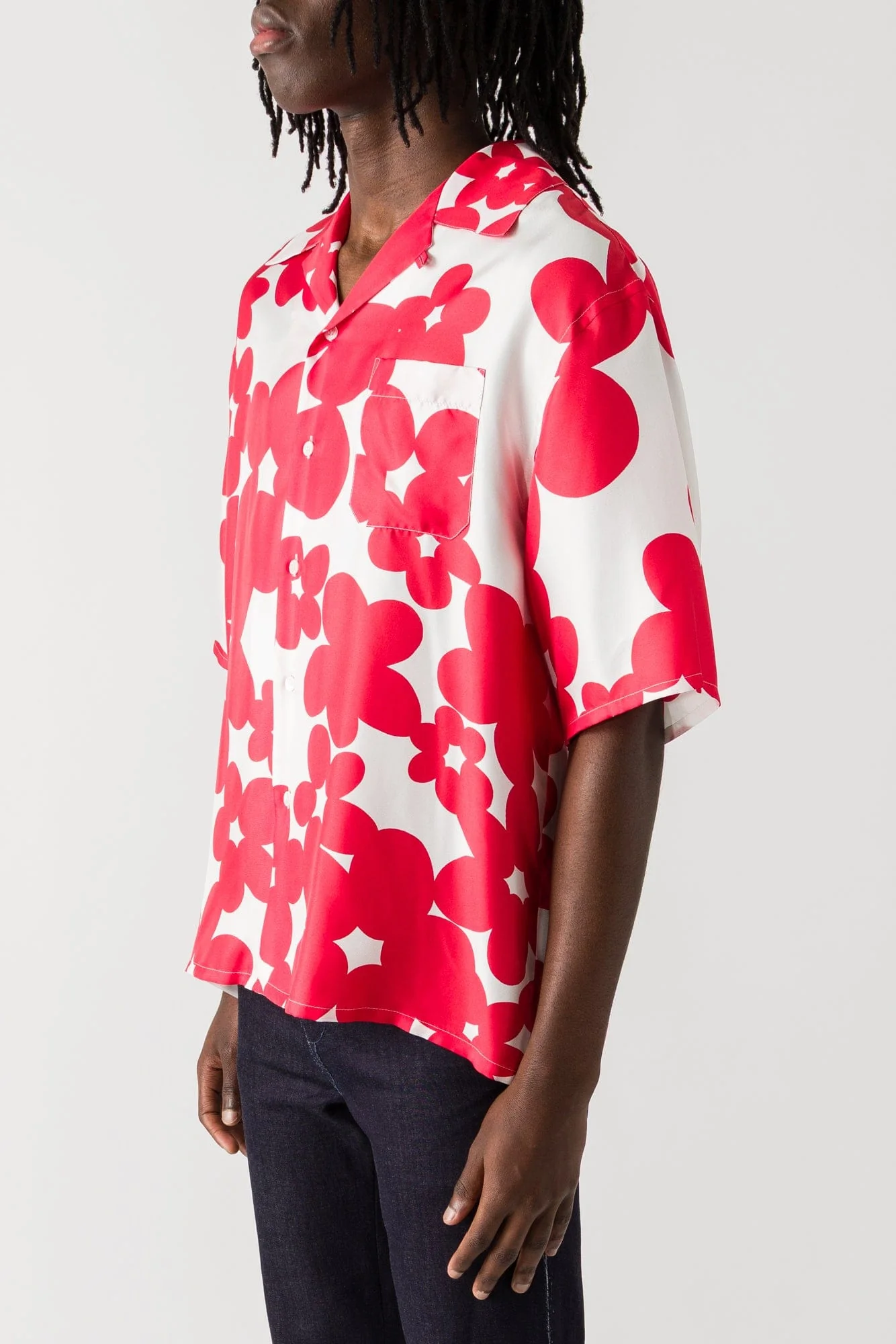Marni Mens Red Floral Collared Shirt - Image 2