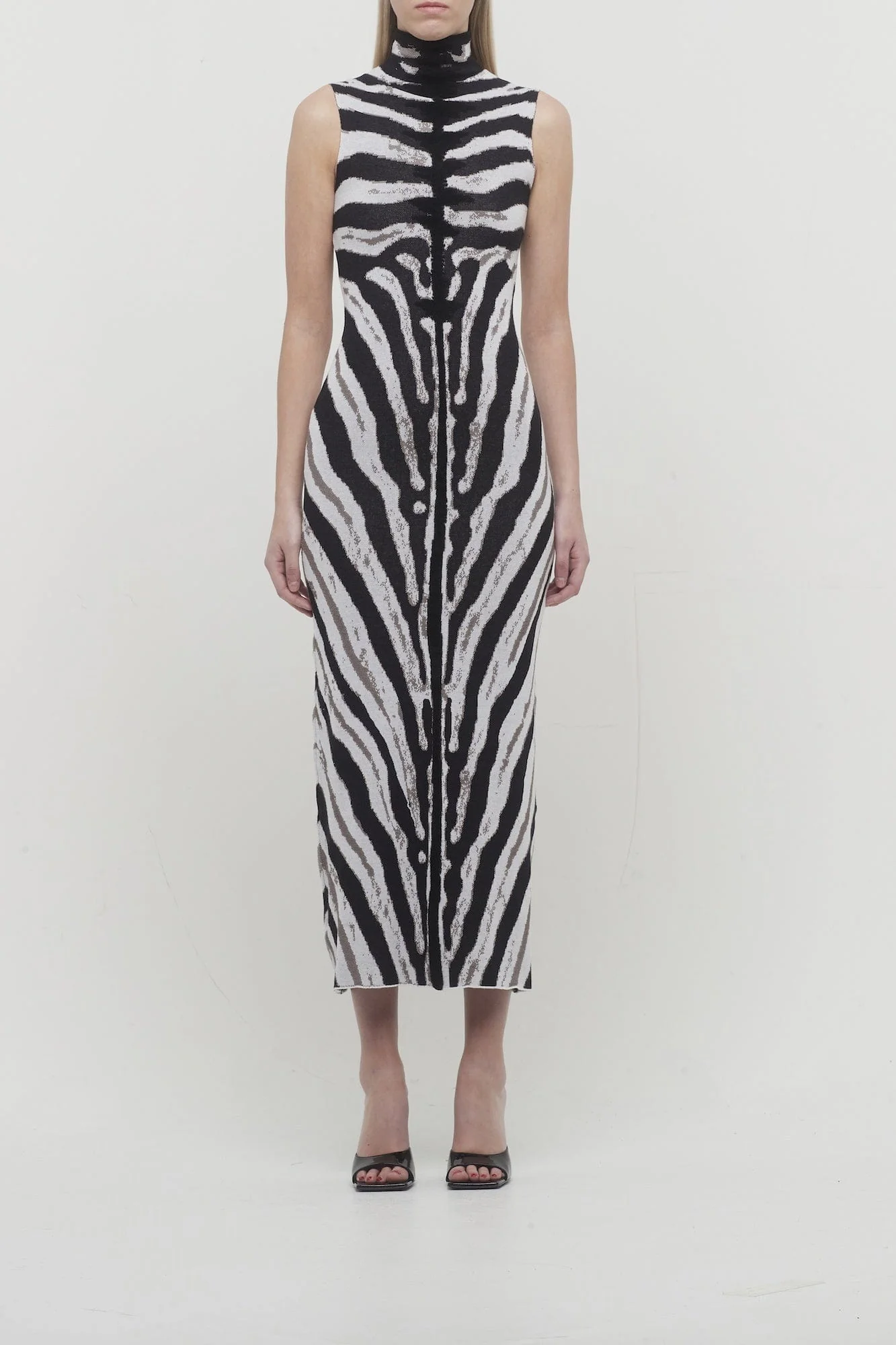 The Attico Midi Dress in Zebra Viscose