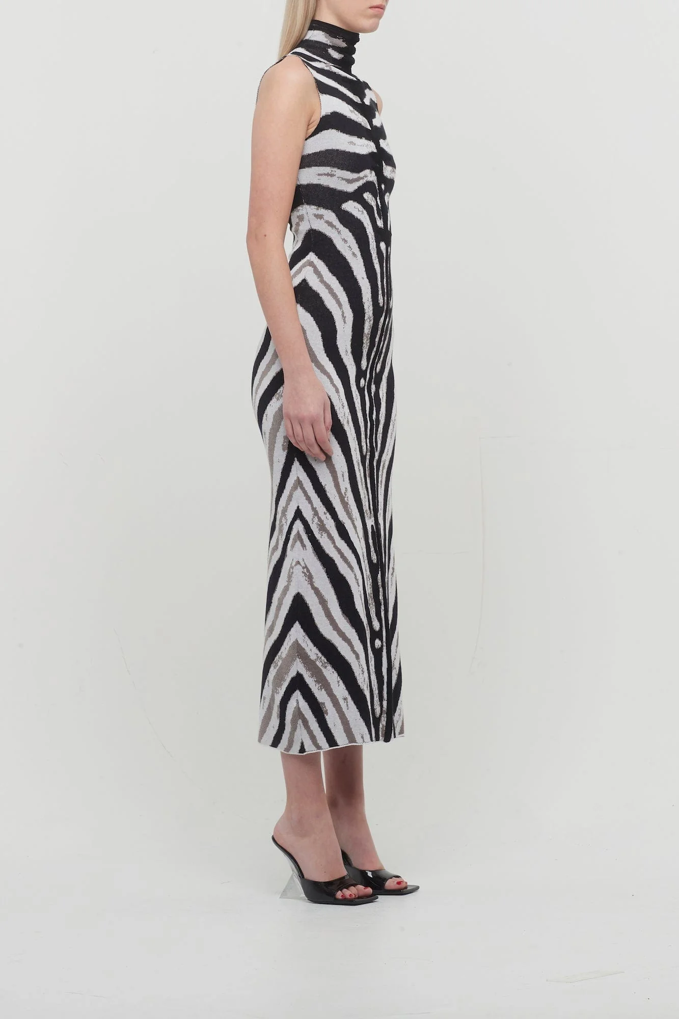 The Attico Midi Dress in Zebra Viscose - Image 2