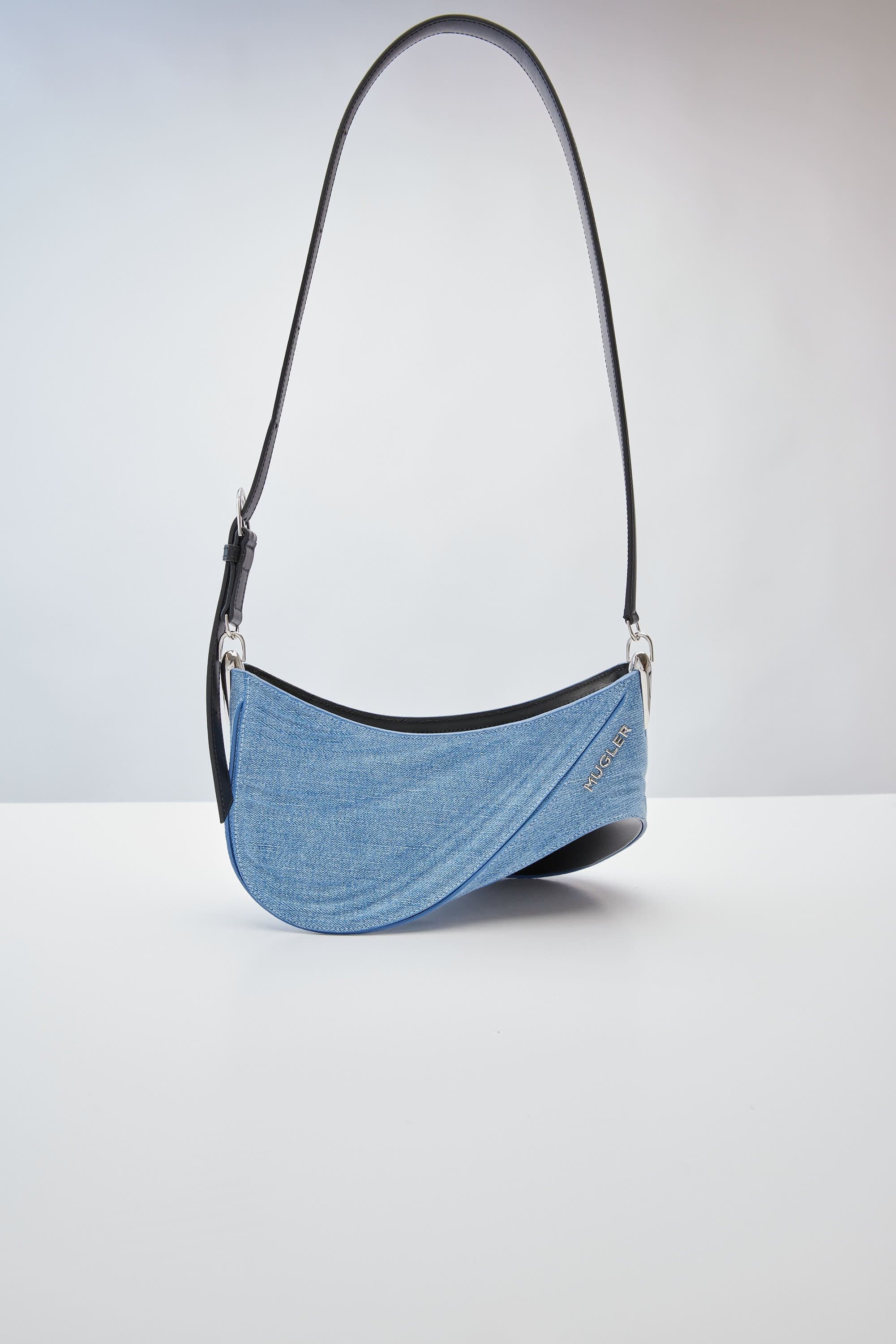 Mugler Curve Medium Denim Bag