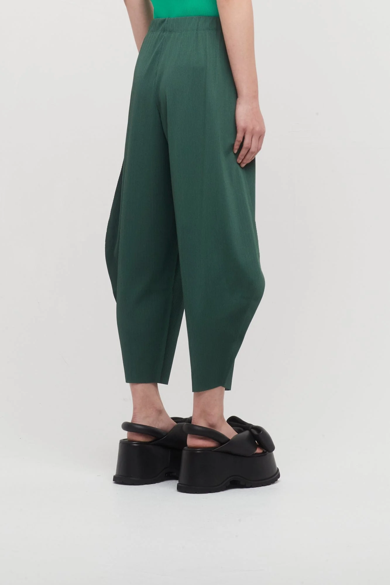 Pleats Please Issey Miyake A-POC Bottoms in Green Chili - Image 3