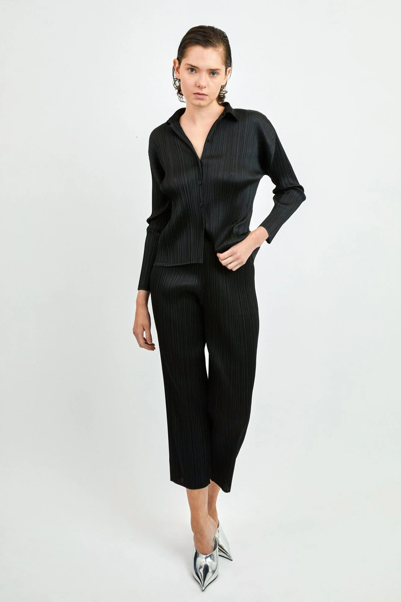 Pleats Please Issey Miyake Basics Shirts in Black - Image 4