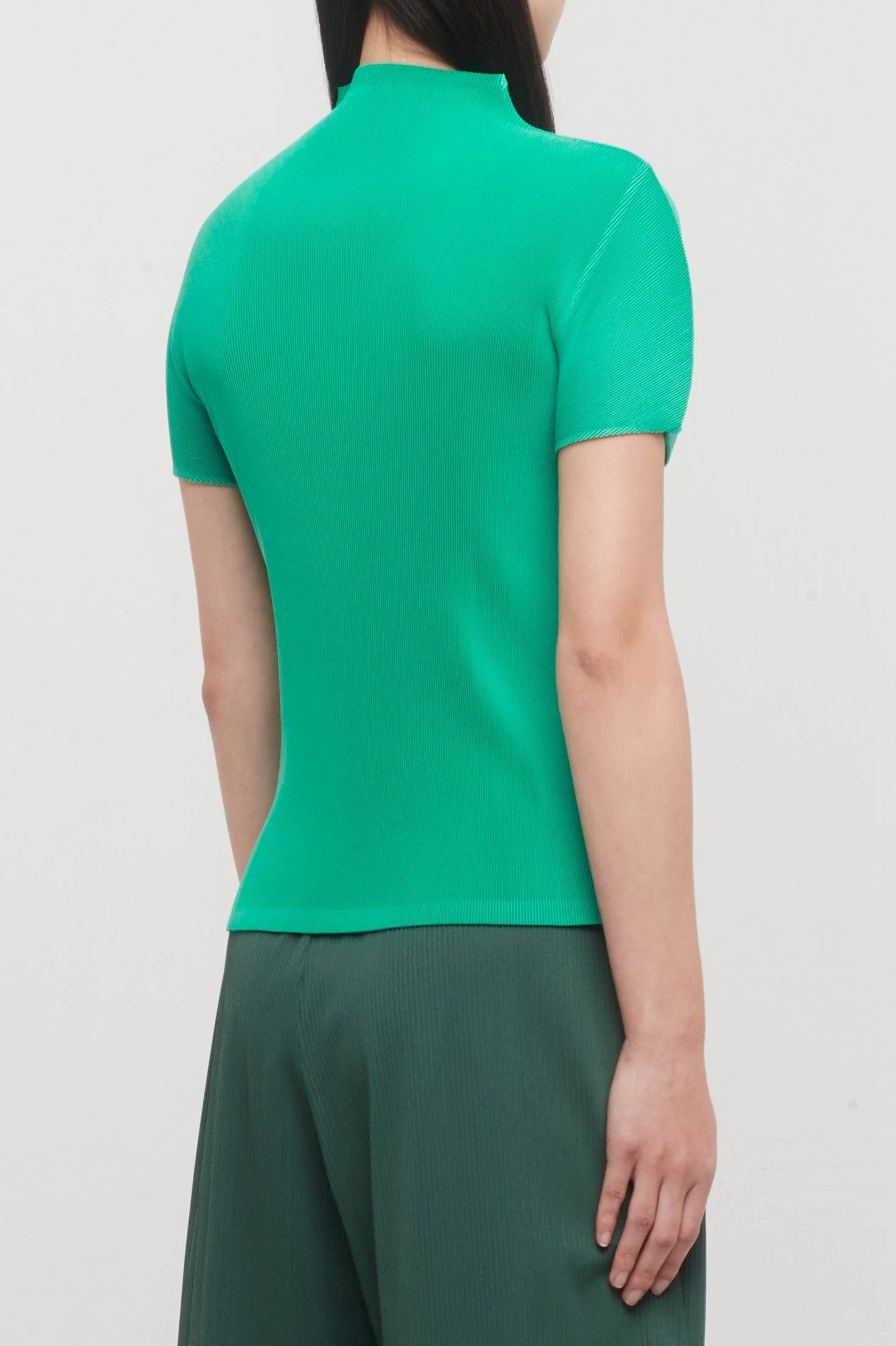 Pleats Please Issey Miyake Mist April Mock Top in Green - Image 3