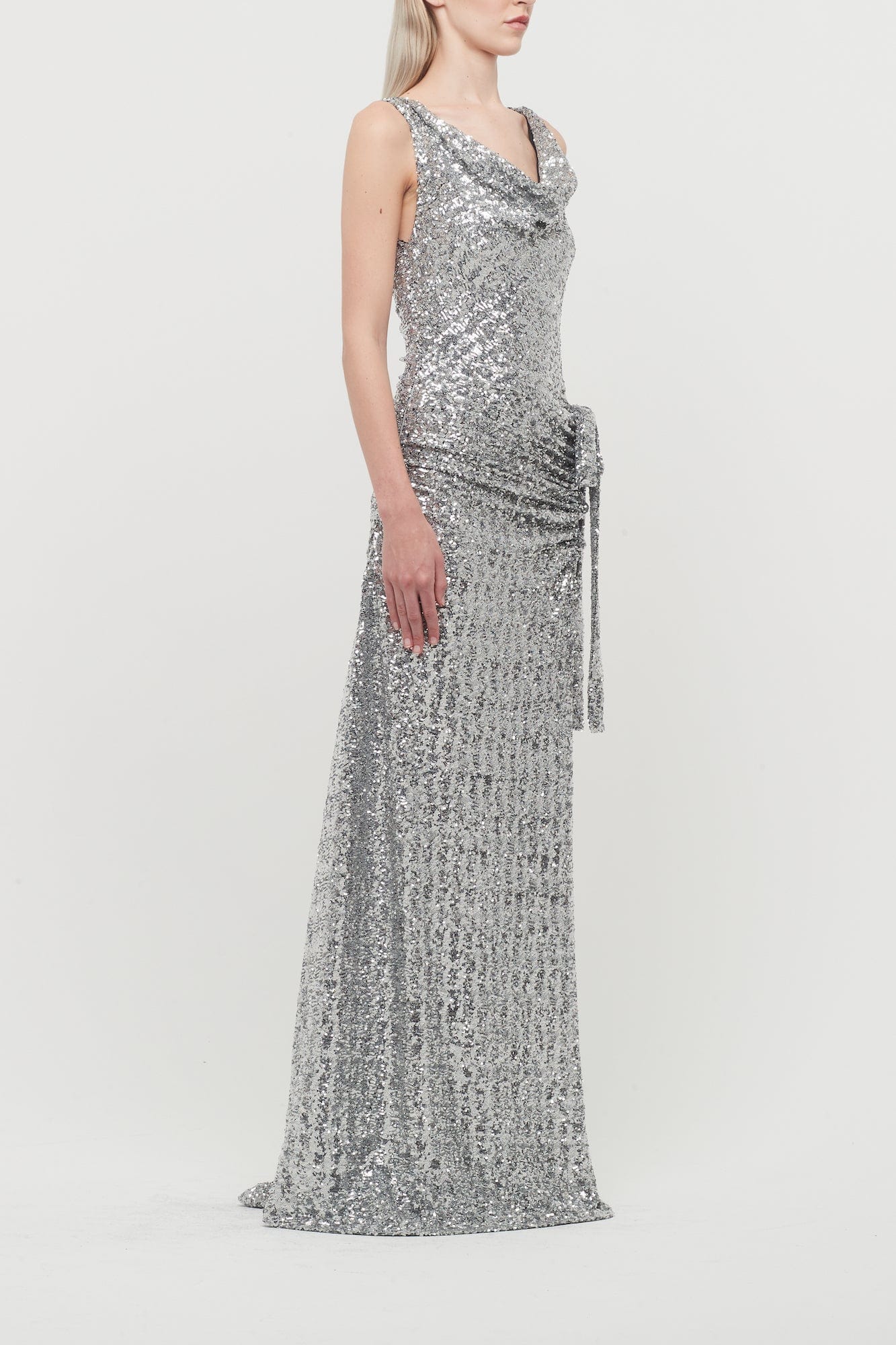 Rabanne Sequin Dress in Silver - Image 2