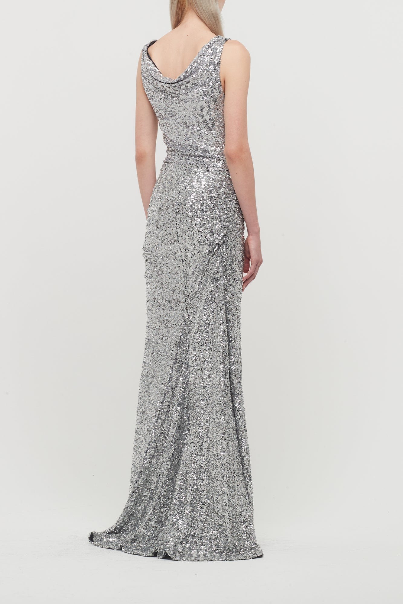 Rabanne Sequin Dress in Silver - Image 3