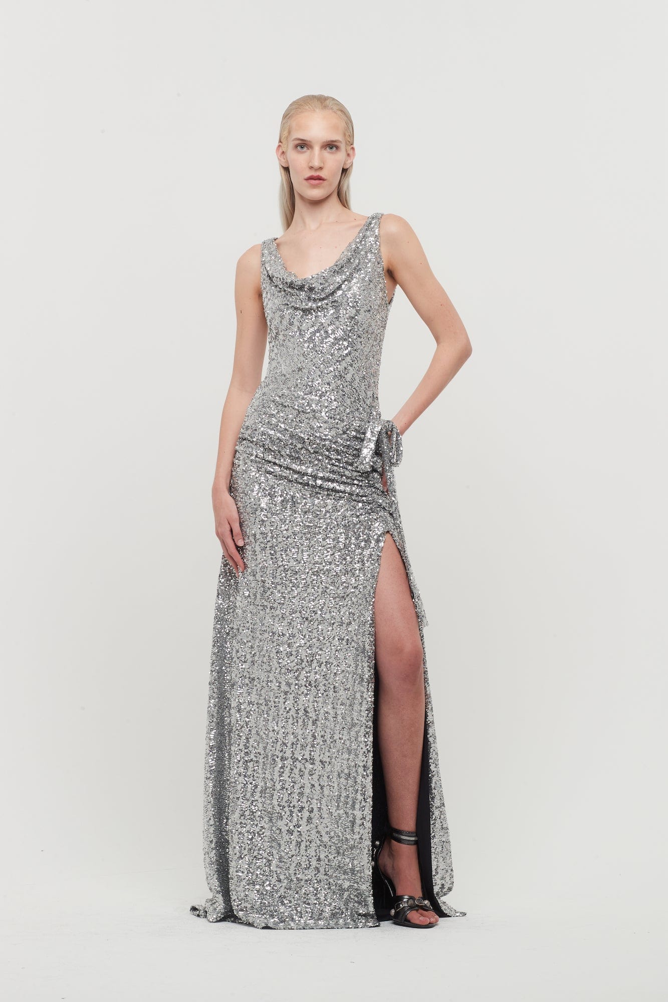 Rabanne Sequin Dress in Silver - Image 4