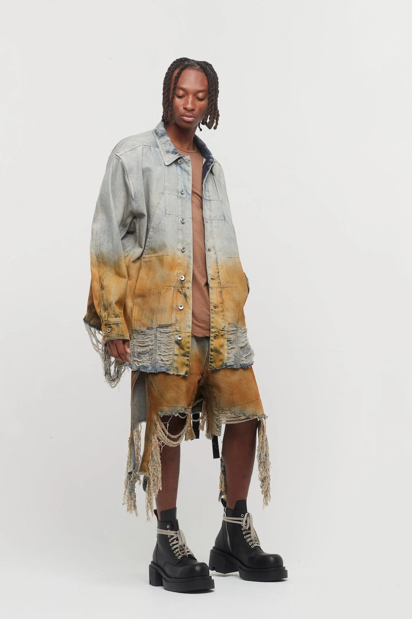 Rick Owens DRKSHDW Sphinx Jumbo Worker Jacket in Sky Orange Degrade - Image 4