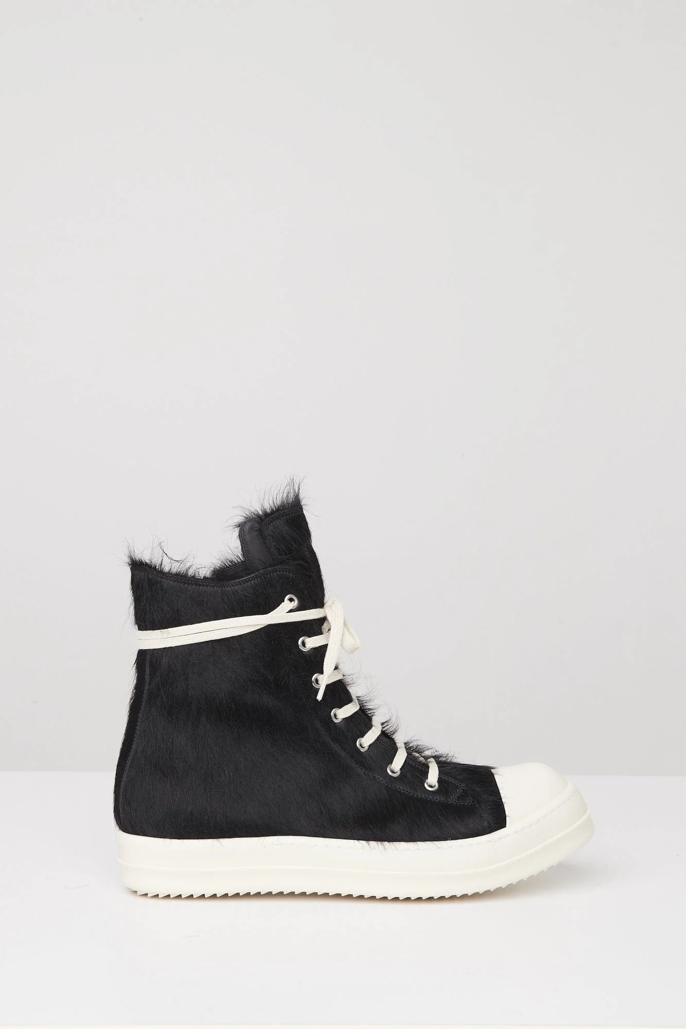 Rick Owens High Ramone Sneaks in Black Calf Hair