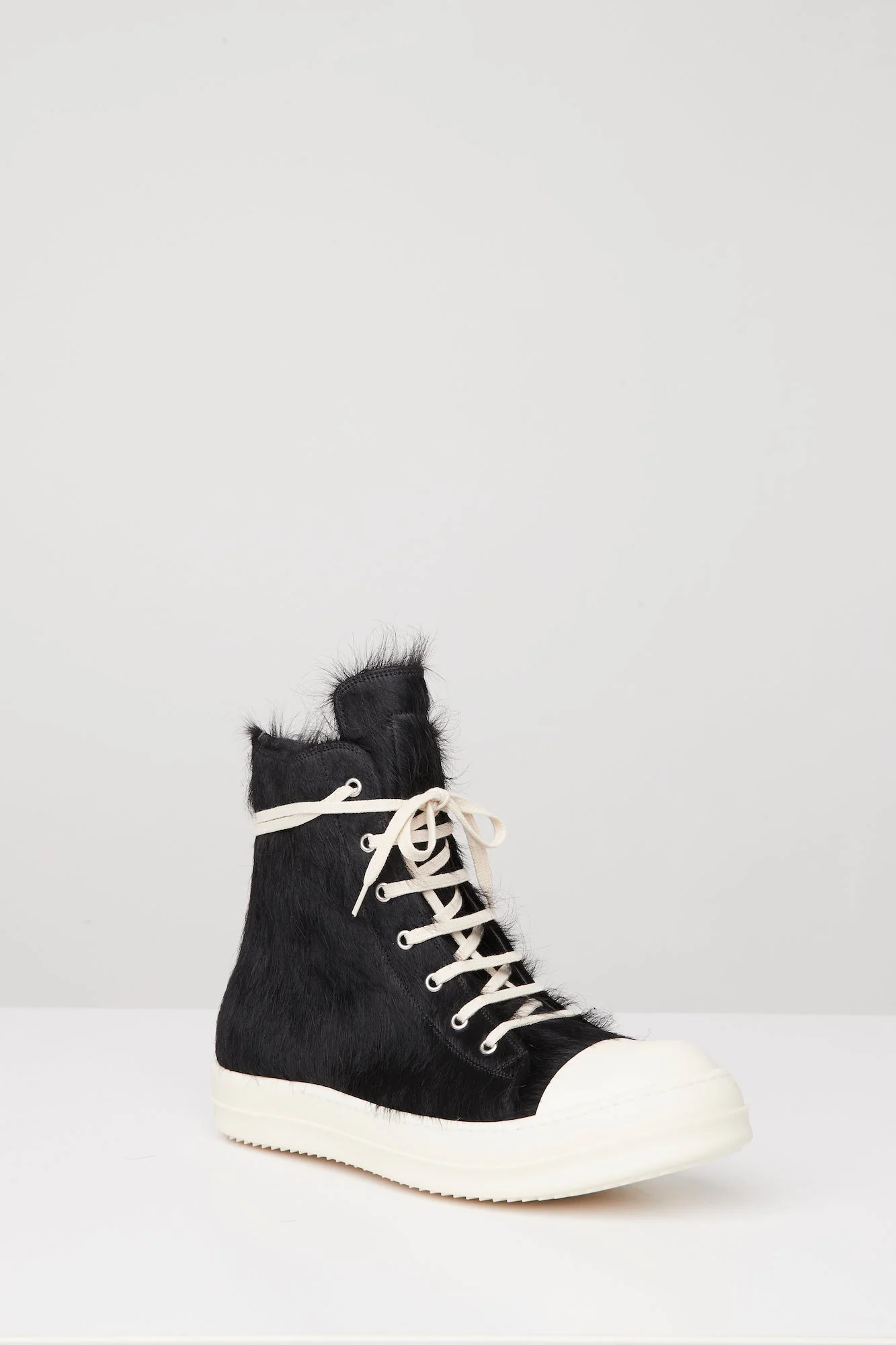 Rick Owens High Ramone Sneaks in Black Calf Hair - Image 3