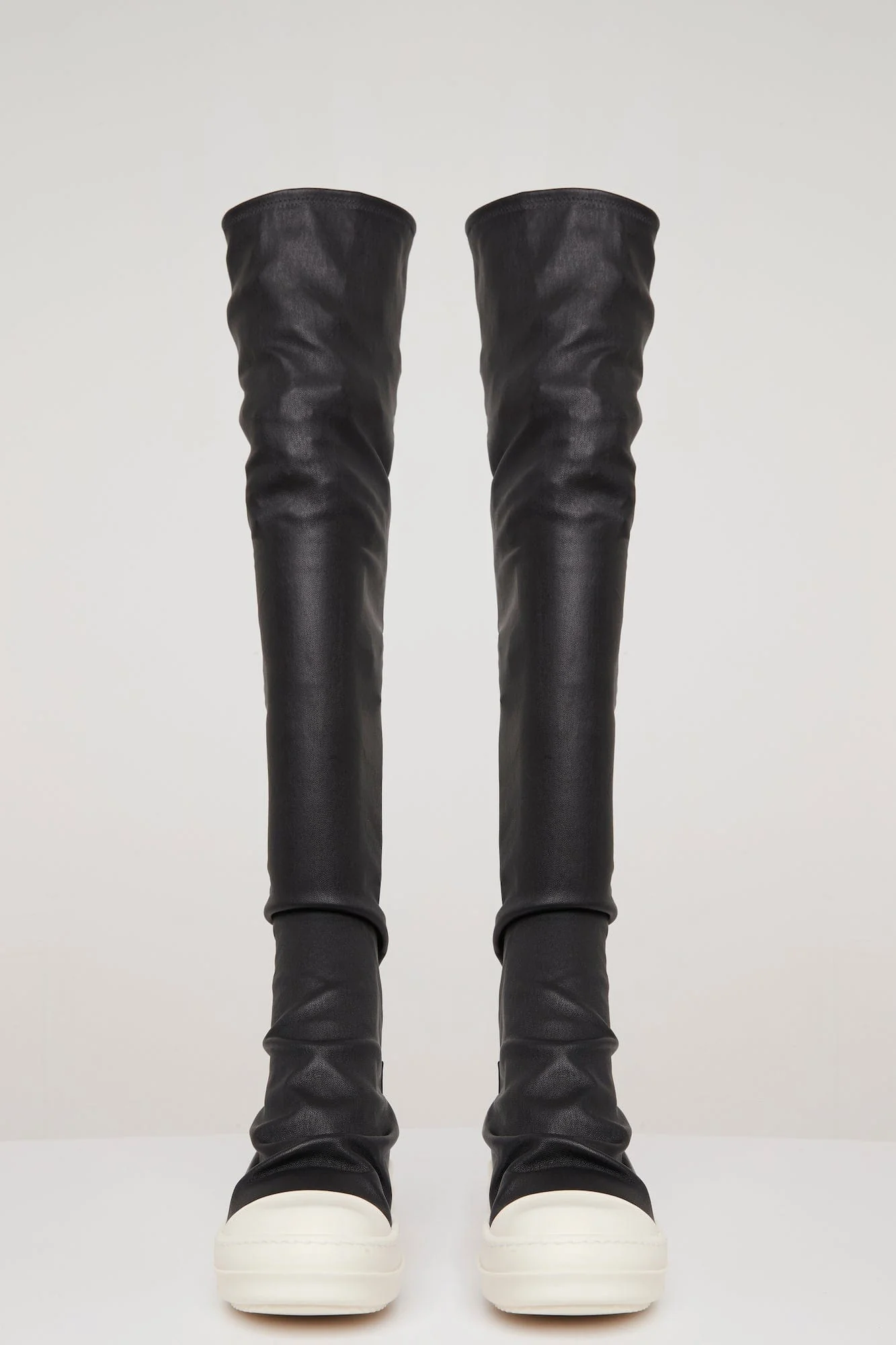 Rick Owens Knee High Stocking Sneaks in Black/Milk/Milk - Image 2