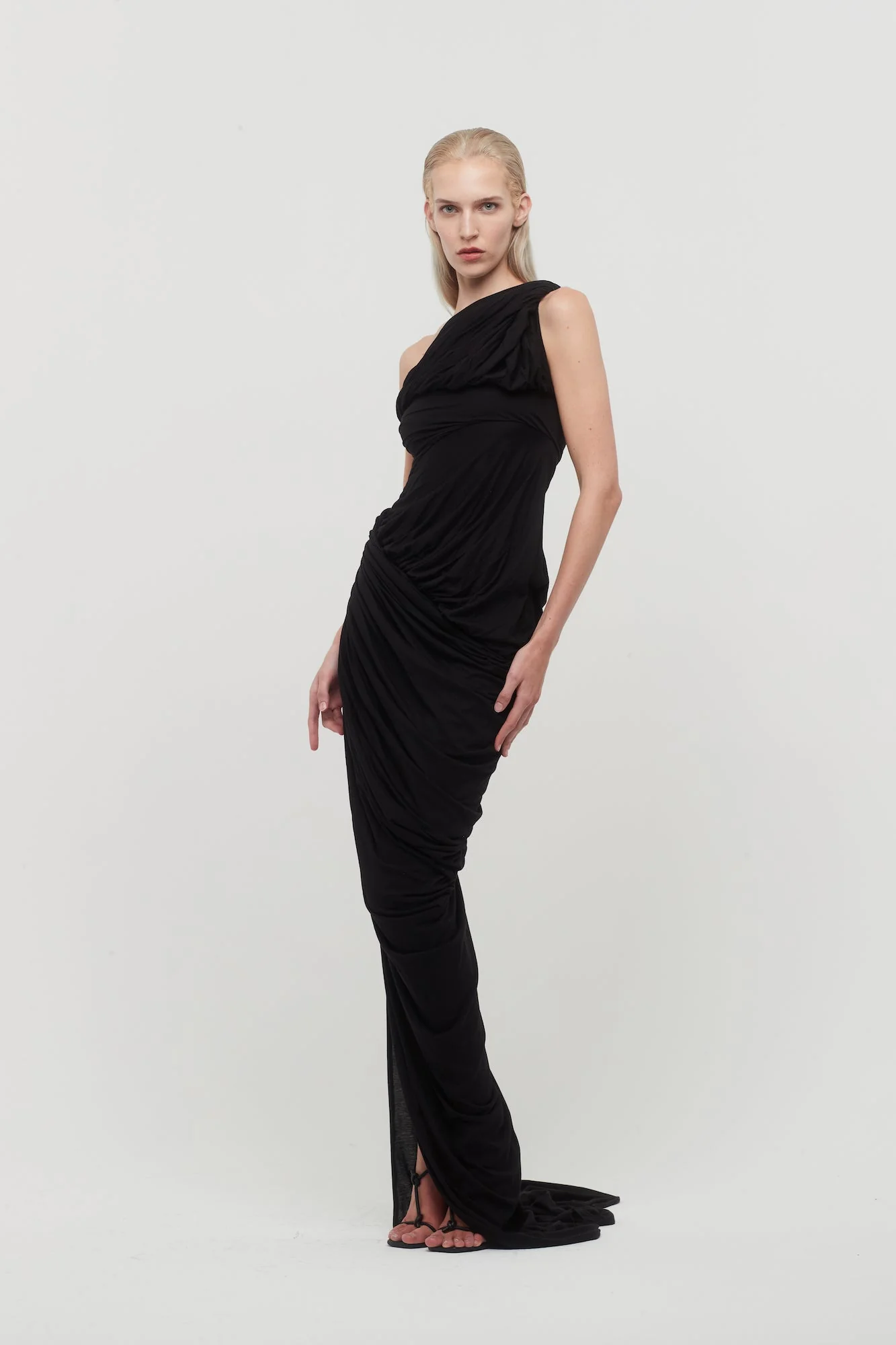 Rick Owens Lido Draped Gown in Black - Image 4