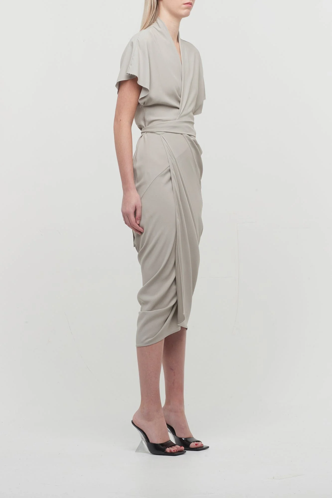 Rick Owens Wrap Dress in Pearl - Image 2