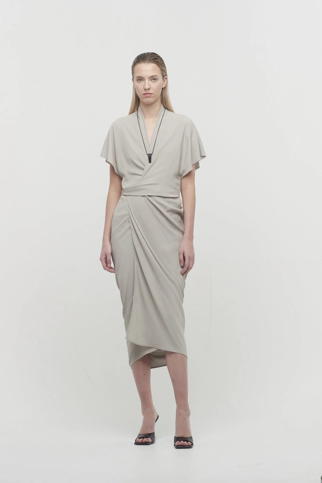 Rick Owens Wrap Dress in Pearl - Image 4