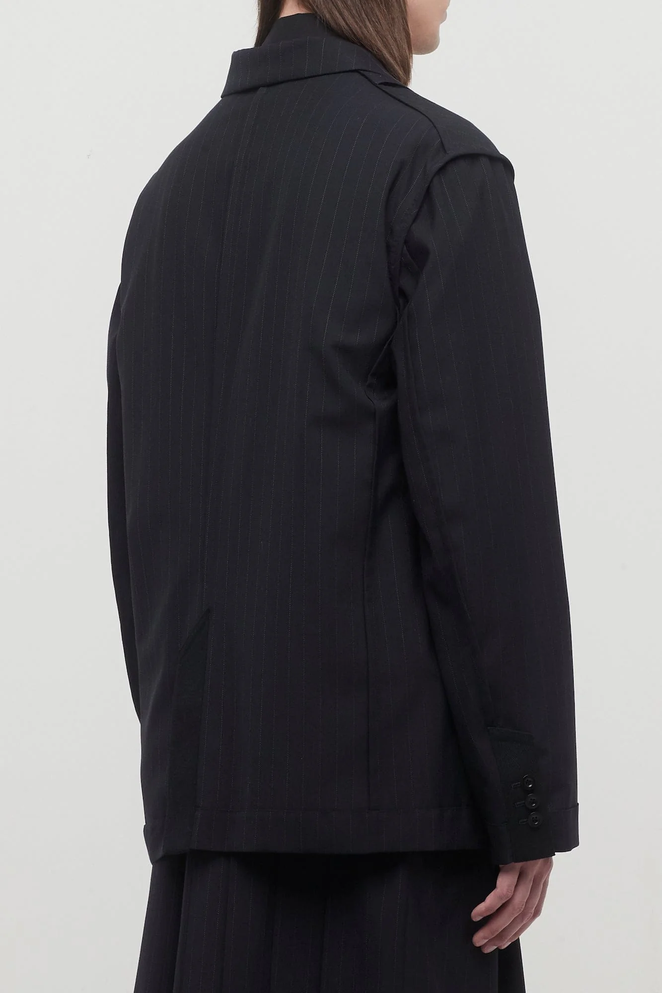 Sacai Chalk Stripe Double Breasted Blazer - Image 3