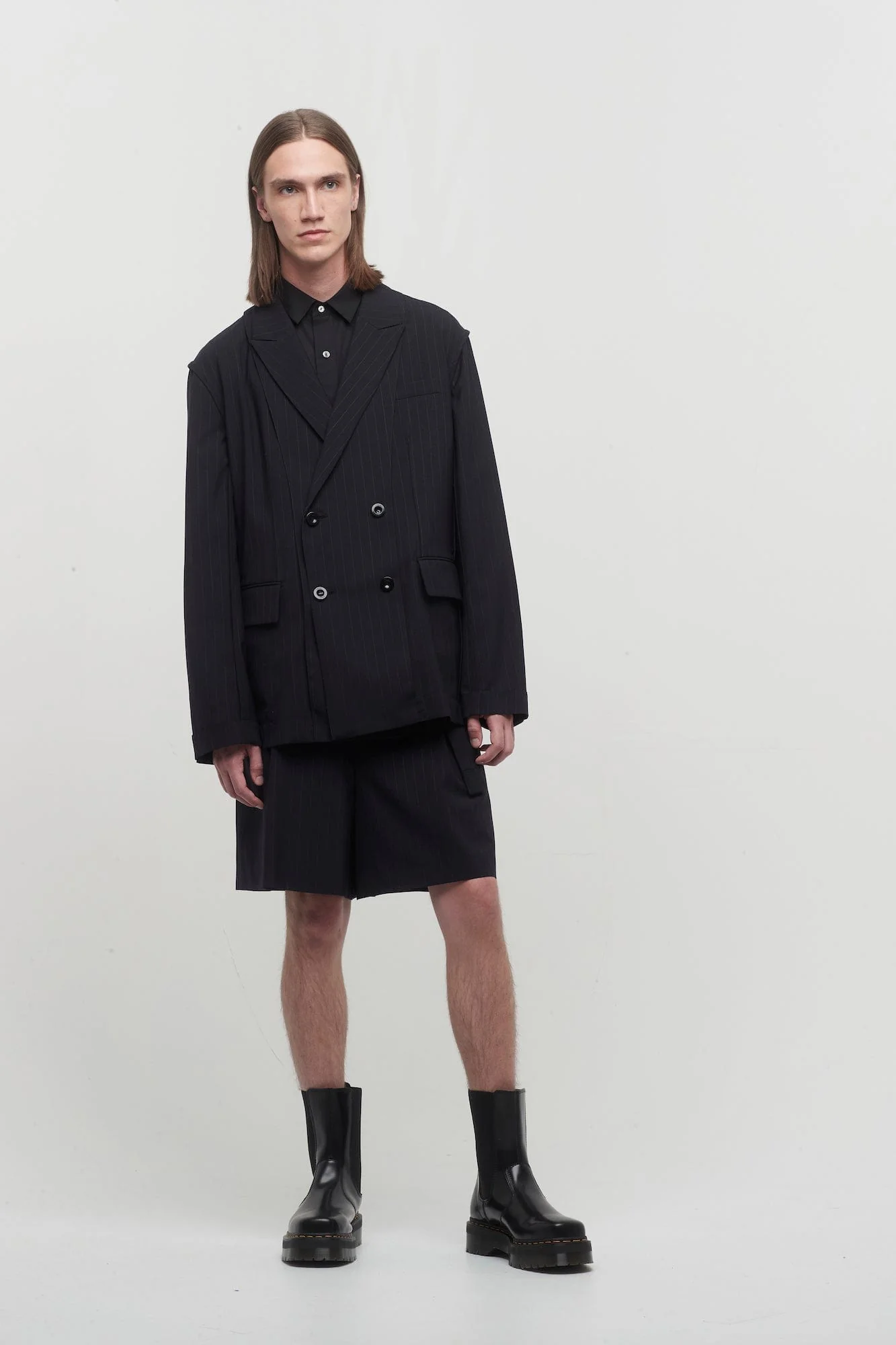 Sacai Chalk Stripe Double Breasted Blazer - Image 4