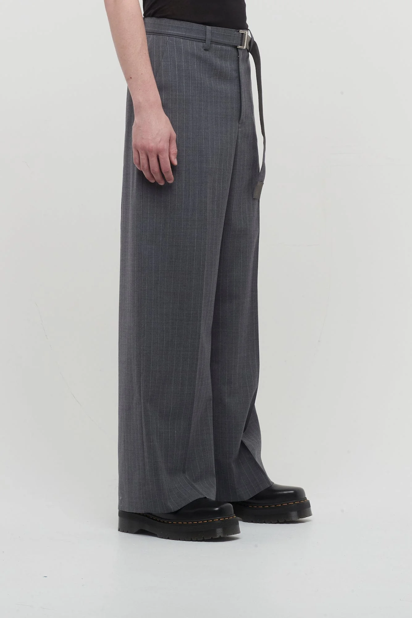 Sacai Chalk Stripe Pants in Grey - Image 2