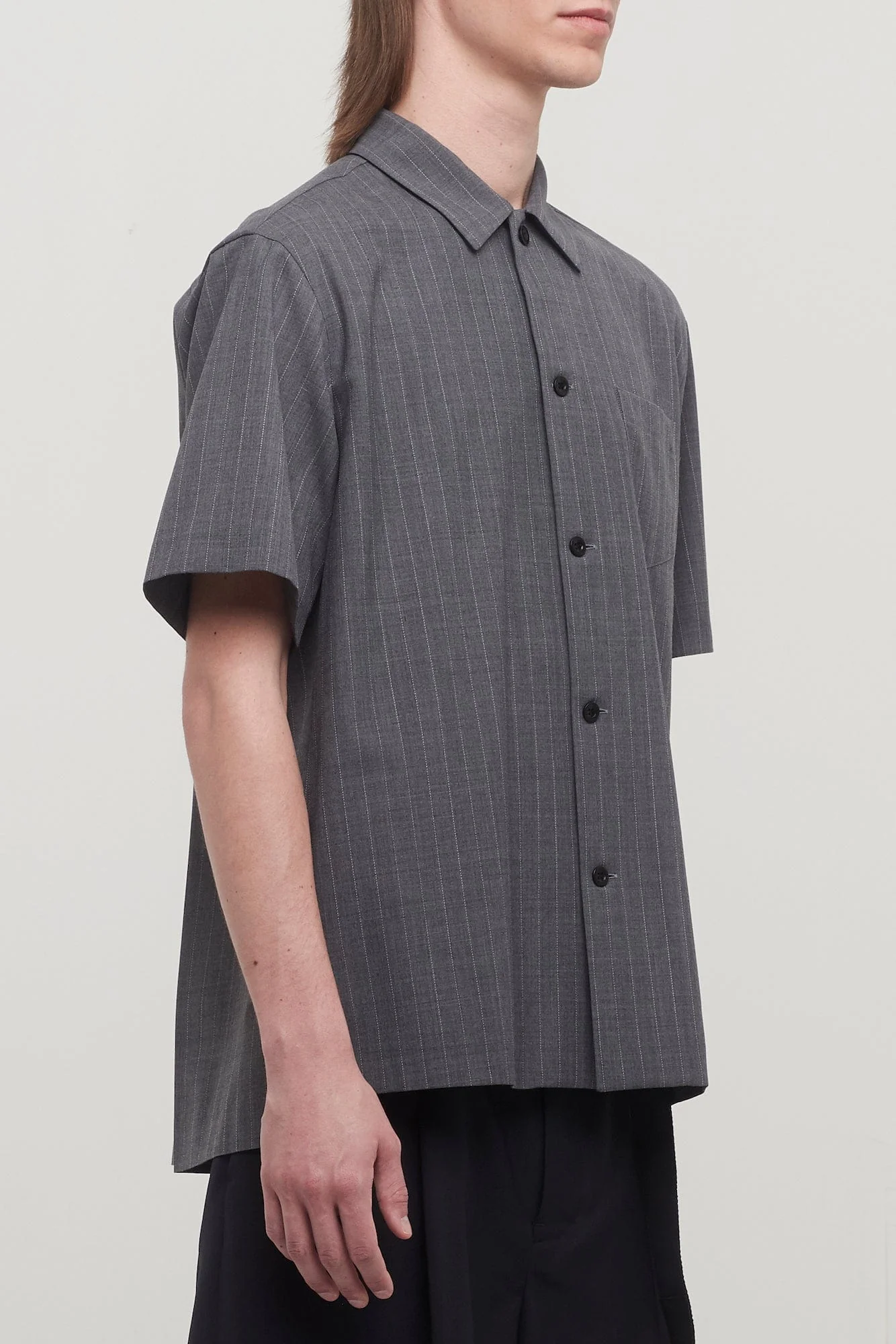 Sacai Chalk Stripe Shirt in Grey - Image 2