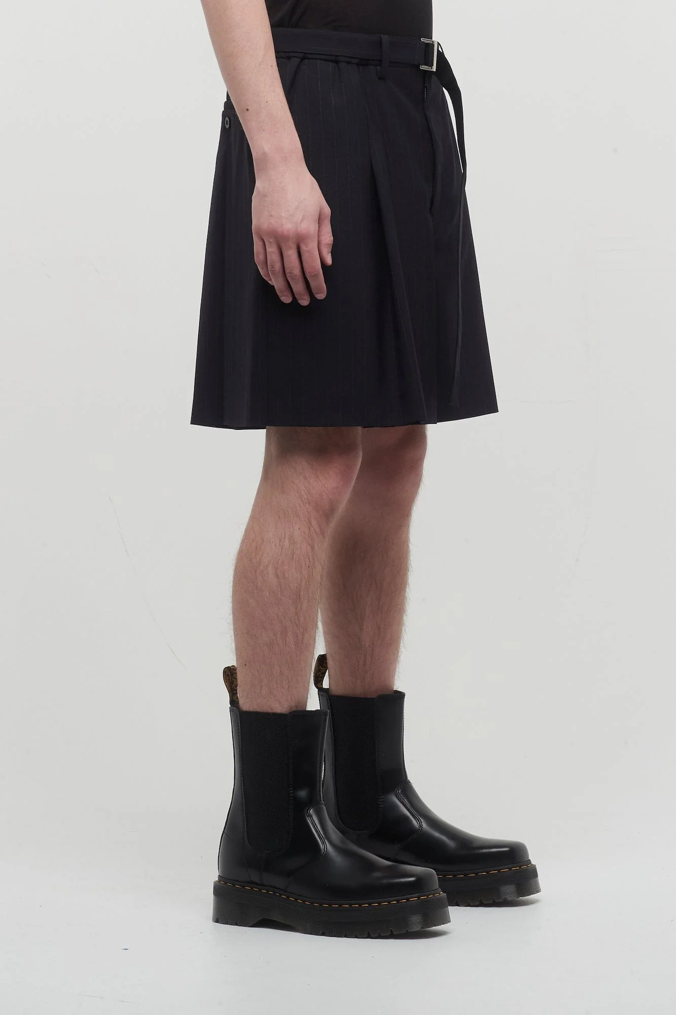 Sacai Chalk Stripe Shorts in Navy - Image 2