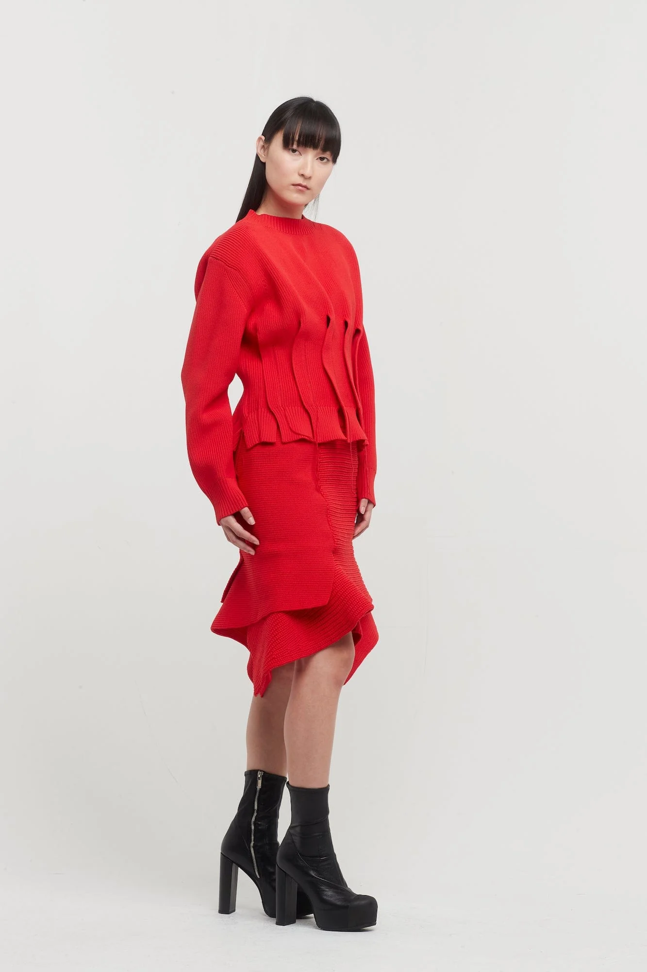 Sacai Knit Skirt in Red - Image 4