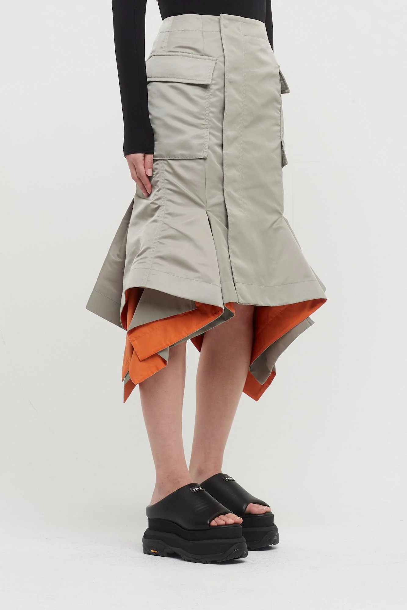 Sacai Nylon Twill Skirt in Beige - Image 2