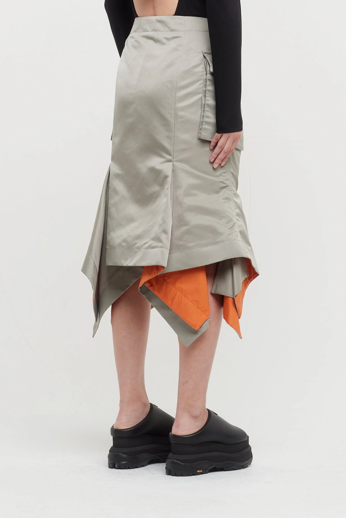 Sacai Nylon Twill Skirt in Beige - Image 3