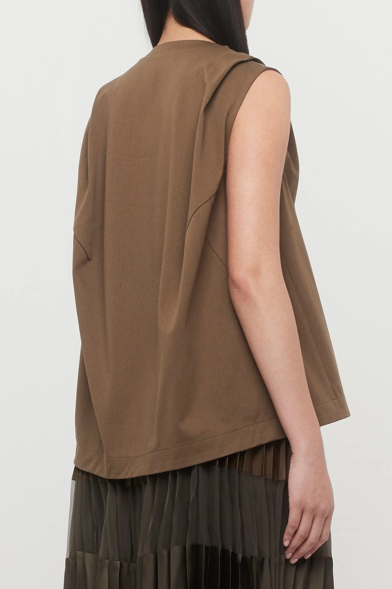 Sacai Cotton Jersey Tank Top in Olive - Image 3