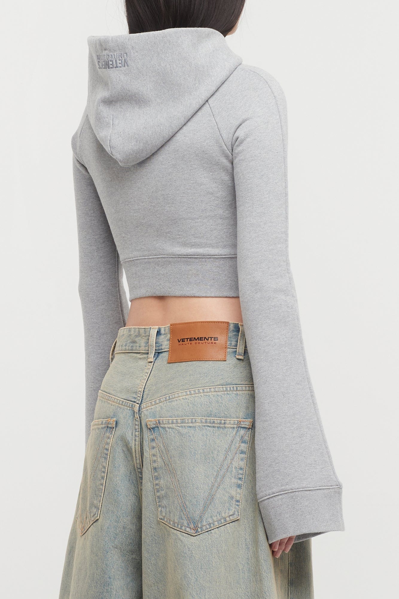 Vetements Flared Sleeve Cropped Hoodie - Image 3