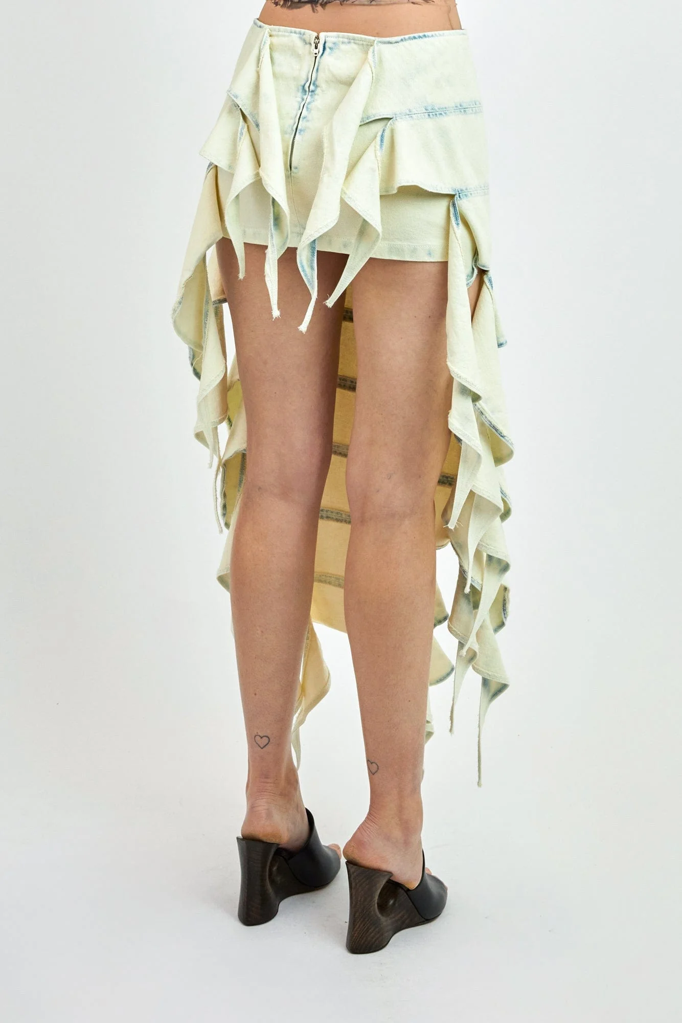 Y/Project Bug Denim Skirt in Snow Wash - Image 3
