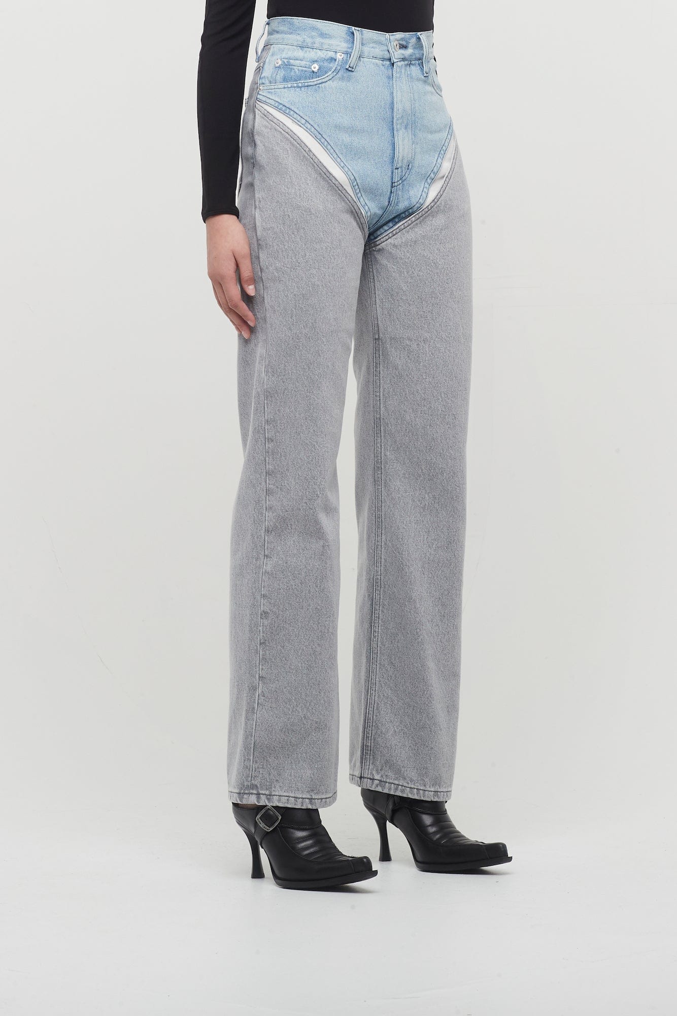 Y/Project Cut Out Jeans in Ice Blue and Grey - Image 2
