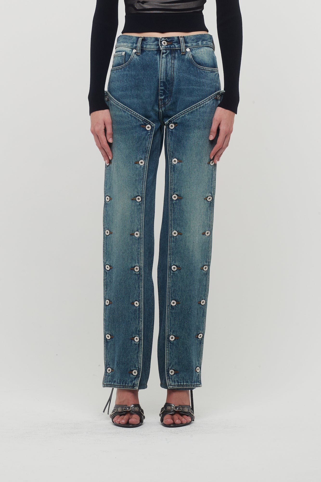Y/Project Evergreen Snap Off Jeans in Vintage Blue
